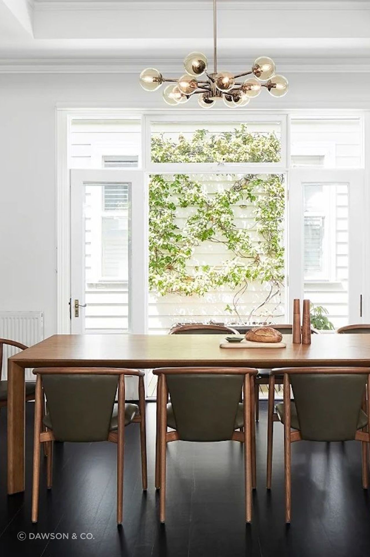Otway timber dining table & Otway Armchairs in Natural timber stain
