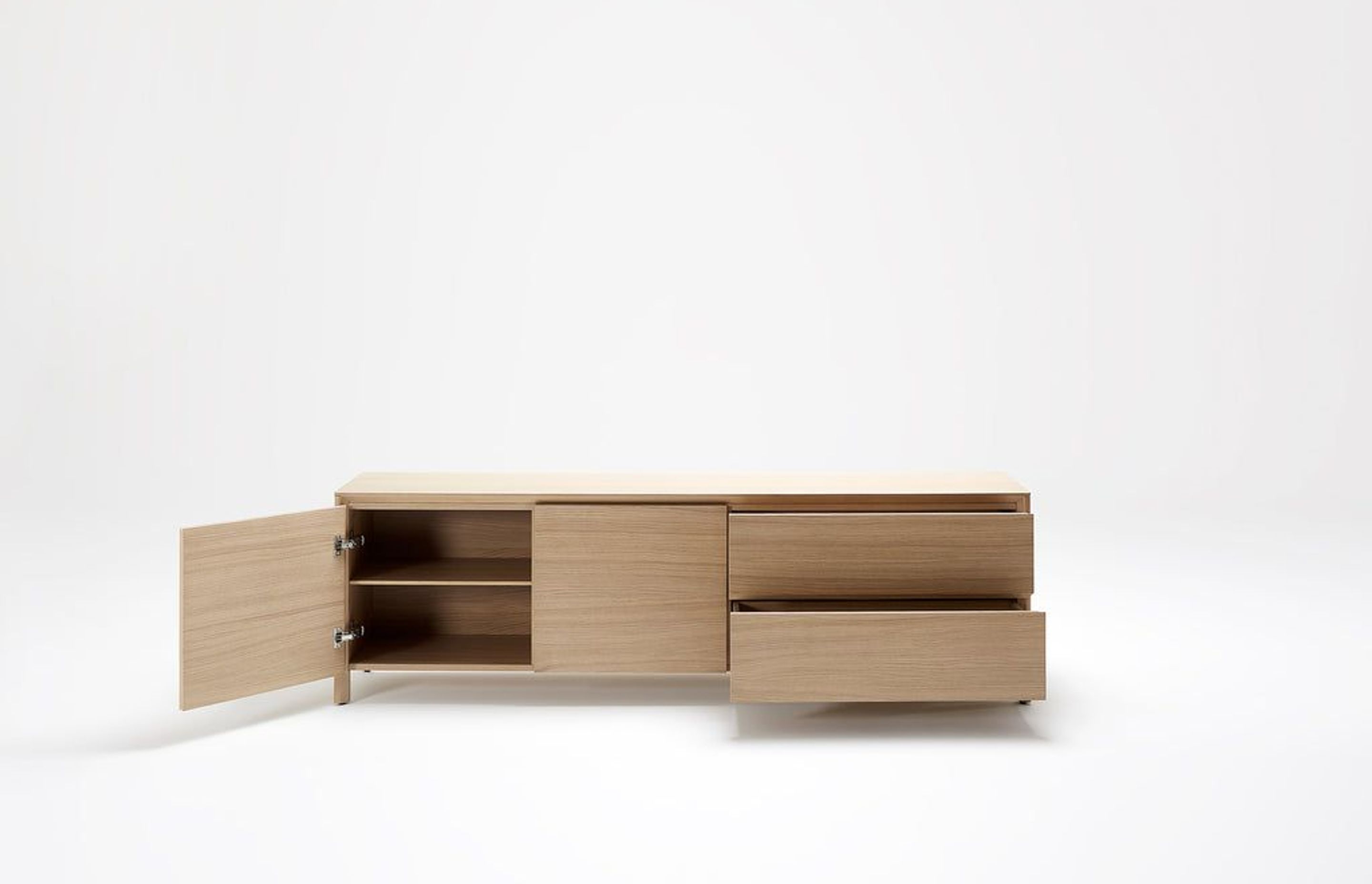 Otway entertainment unit legs, outer frame & top are constructed from solid Oak & drawers veneered to match
