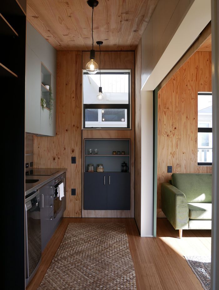 In this home, the services module connects with the multi-use module.