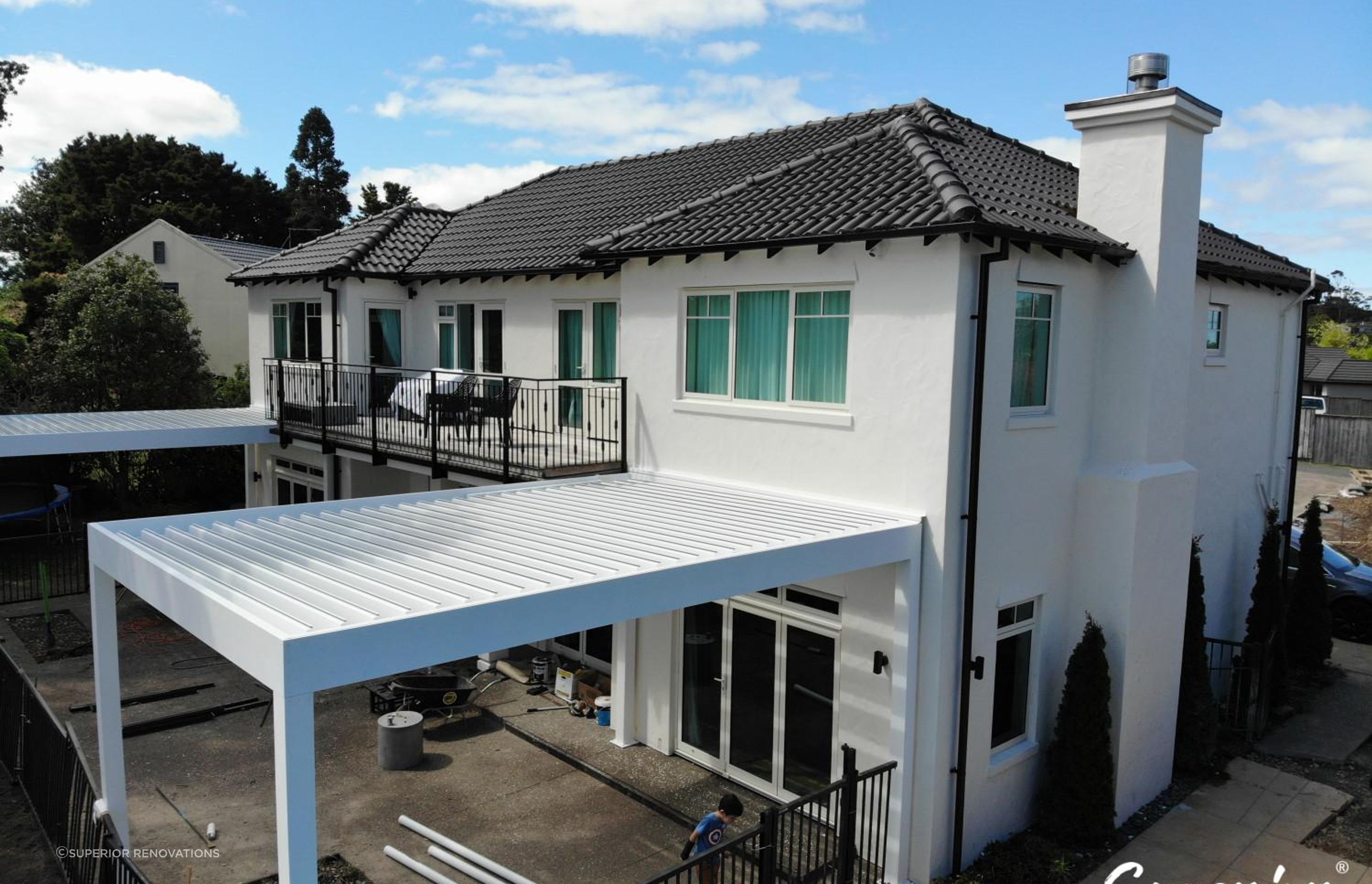 This pergola or Louvre was built to provide shade and to utilise the outdoor space for the clients to extend their living space.