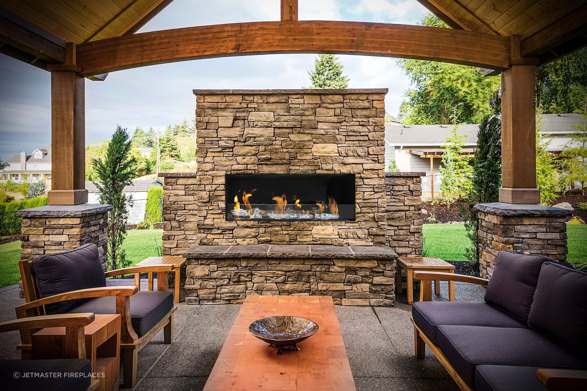 The right outdoor fireplace can be the focal point of an outdoor living area
