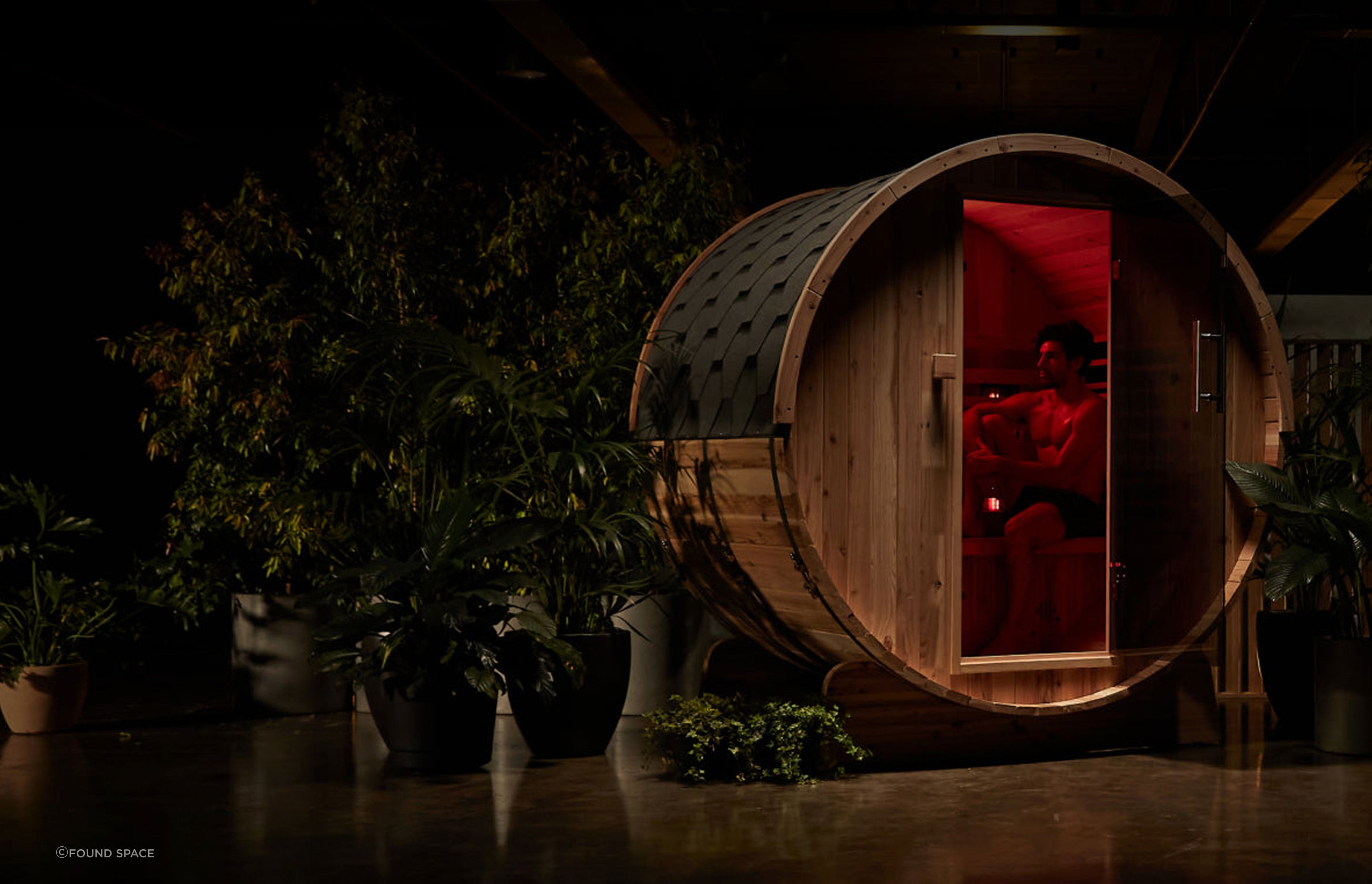 Found—Space extends beyond classic sauna designs, as seen with the Outdoor Barrel Sauna.