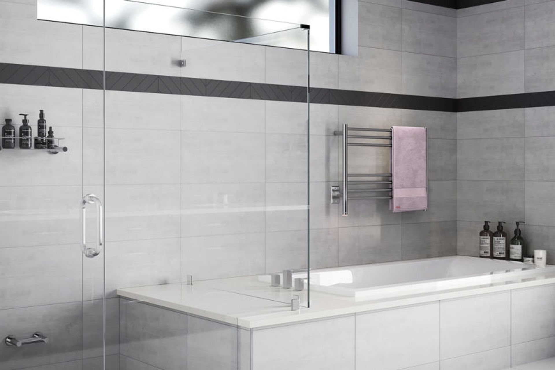 NATURAL 7 Bar 800mm heated towel rail with PTSelect Switch (US model shown here - square cover plate)