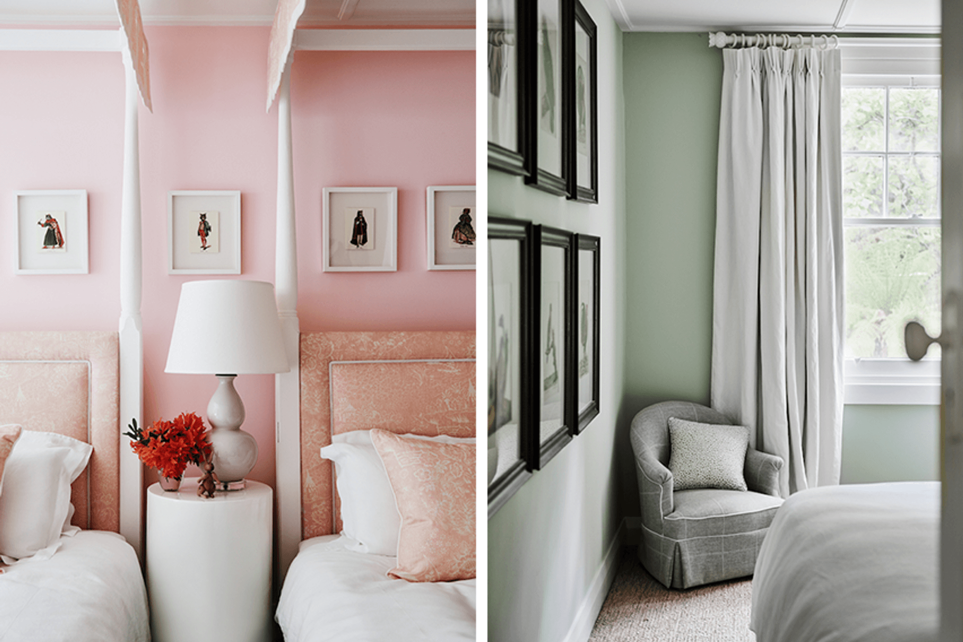 With three daughters in the family, Resene Cosmos was chosen for the girls' bedrooms. In the guest bedroom, Resene Cooled Green was chosen by the designer for a calming, reflective feel.