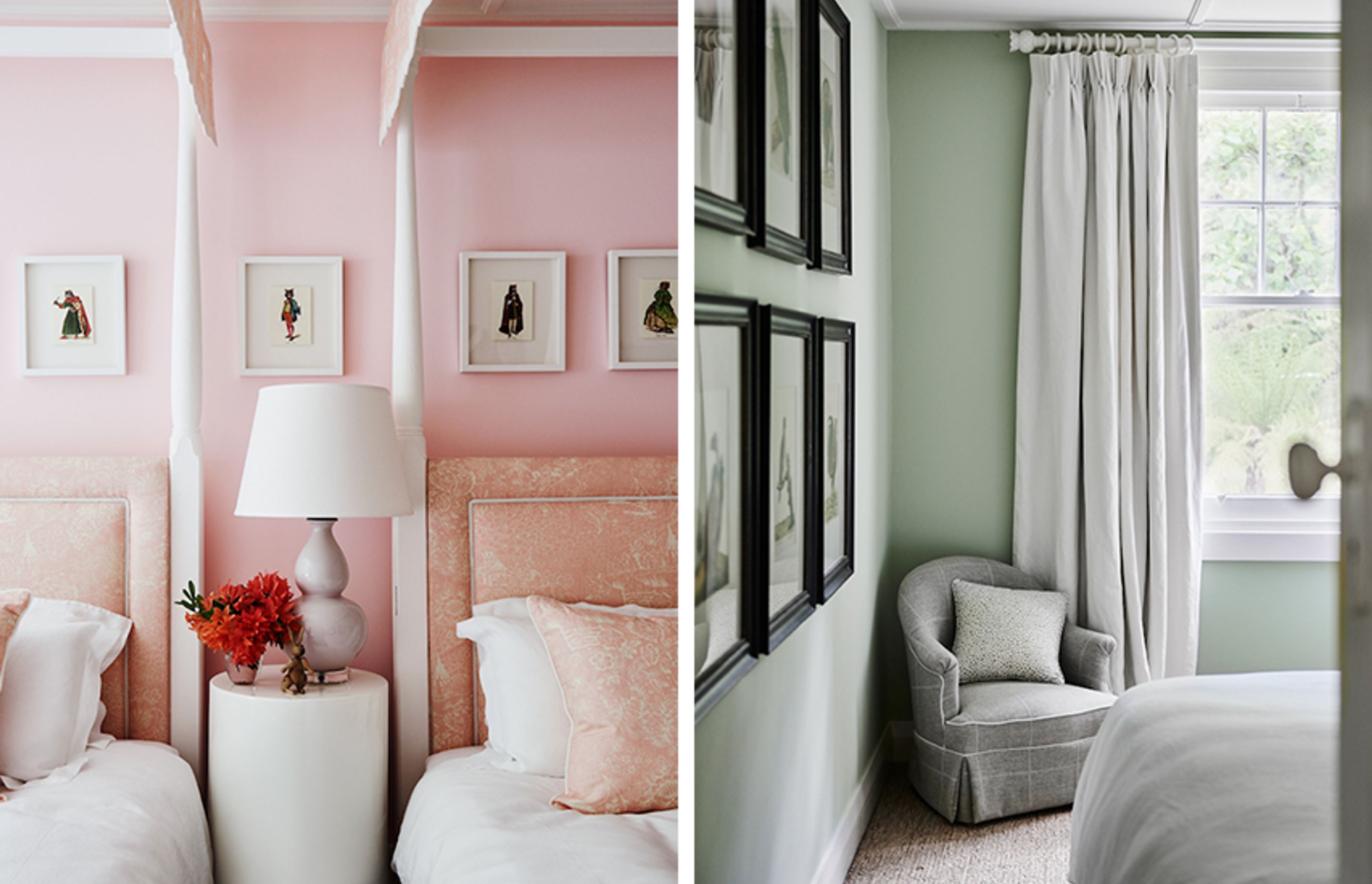 With three daughters in the family, Resene Cosmos was chosen for the girls' bedrooms. In the guest bedroom, Resene Cooled Green was chosen by the designer for a calming, reflective feel.