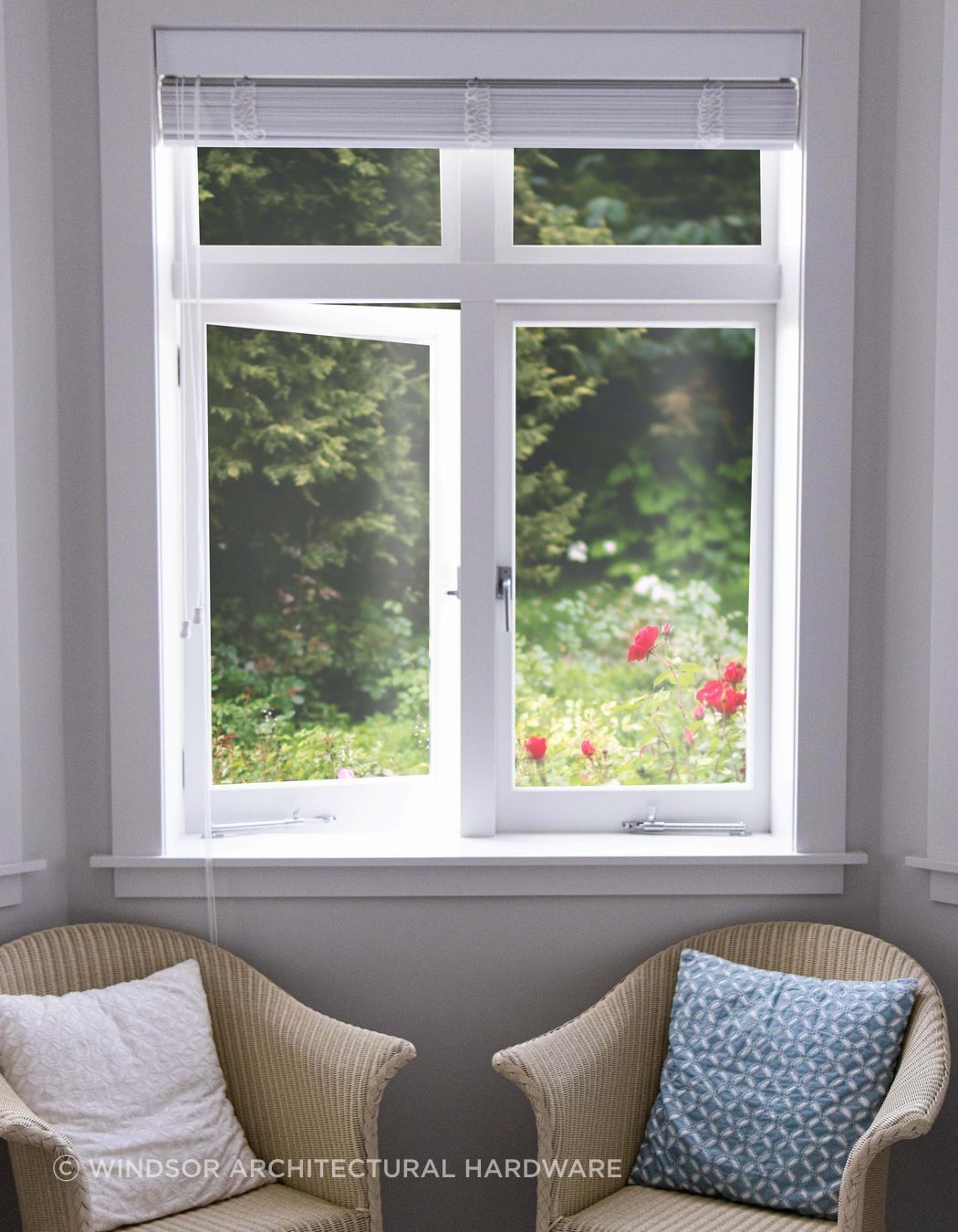 Timber windows can retain traditional style hardware such as these casement stays, or be upgraded to a more modern look and feel