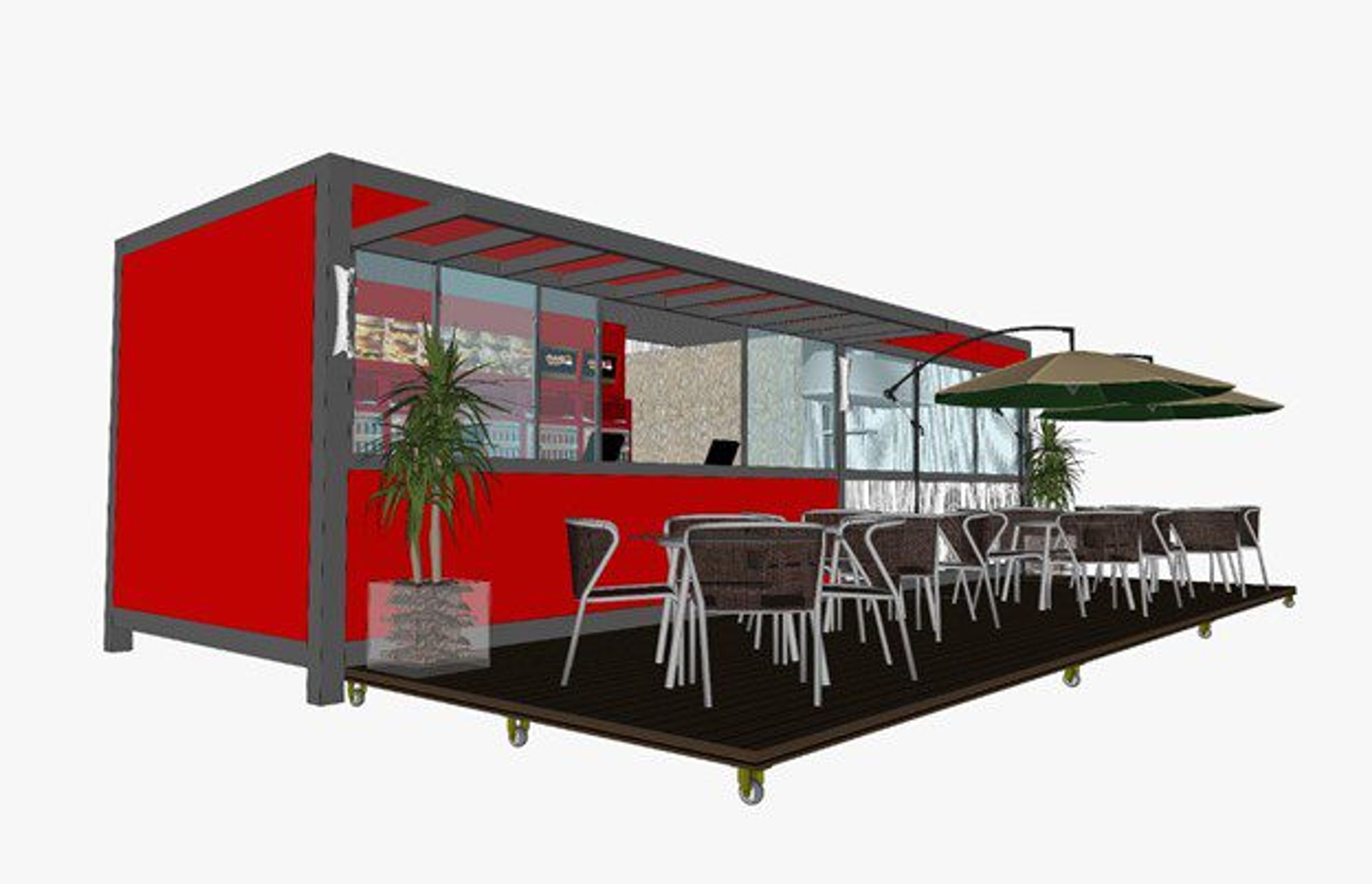 Another example of SketchUp used at Brasil ao Cubo in the early years. This was an expansion of a fast-food restaurant for the Frango Frito franchise in 2016.