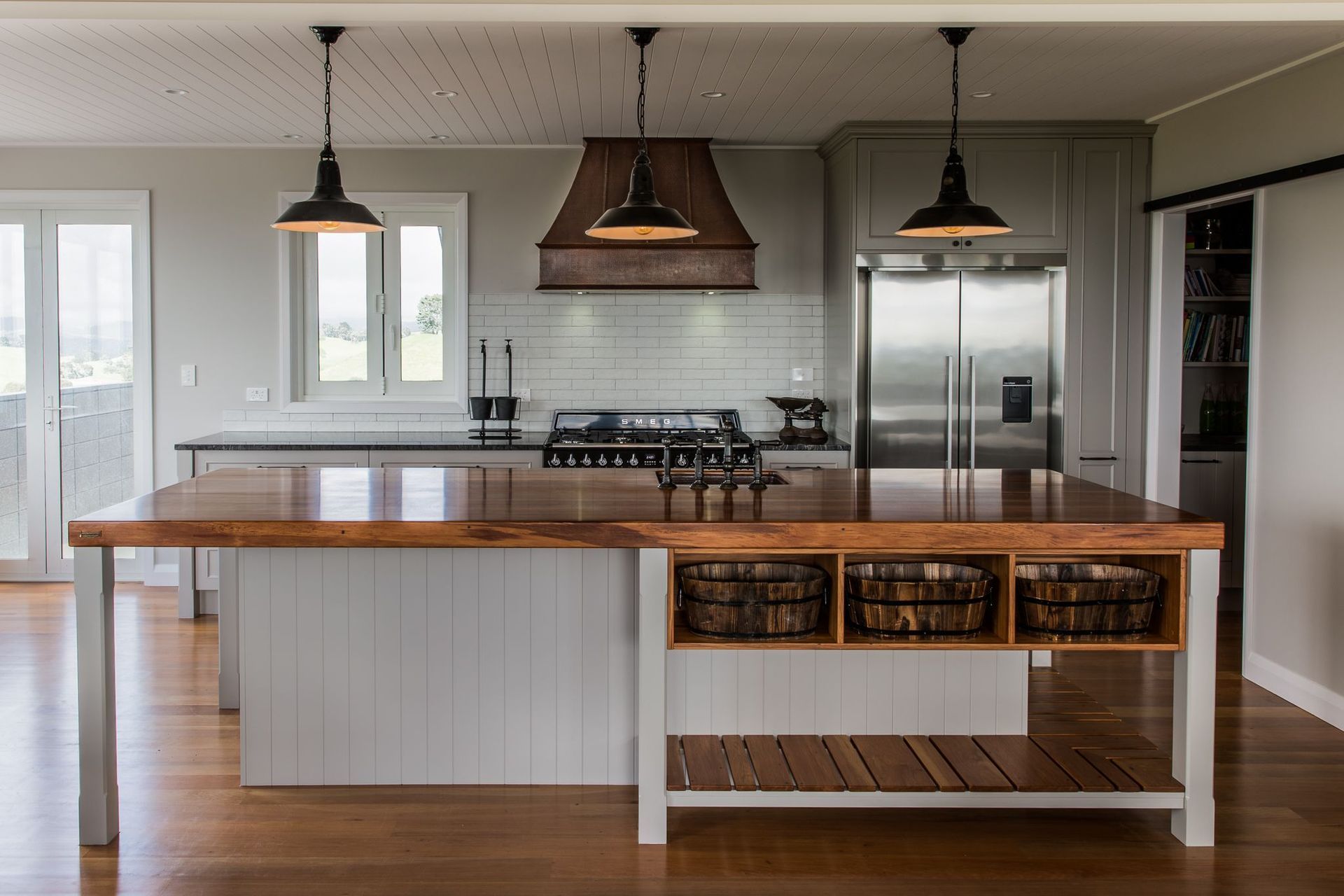 Solid wood benchtops up to a thickness of 150mm are The Woodsmiths' specialty.