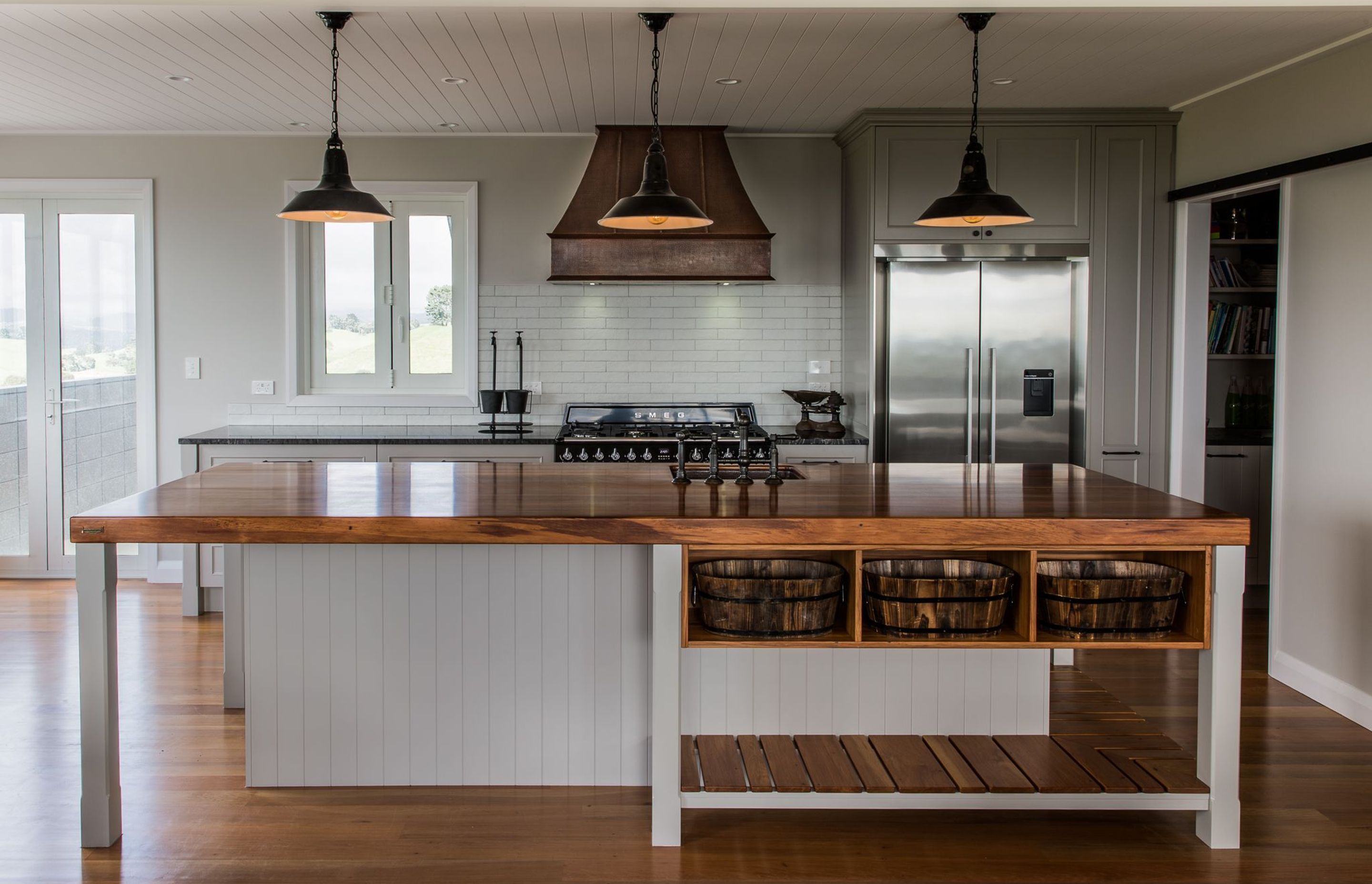 Solid wood benchtops up to a thickness of 150mm are The Woodsmiths' specialty.