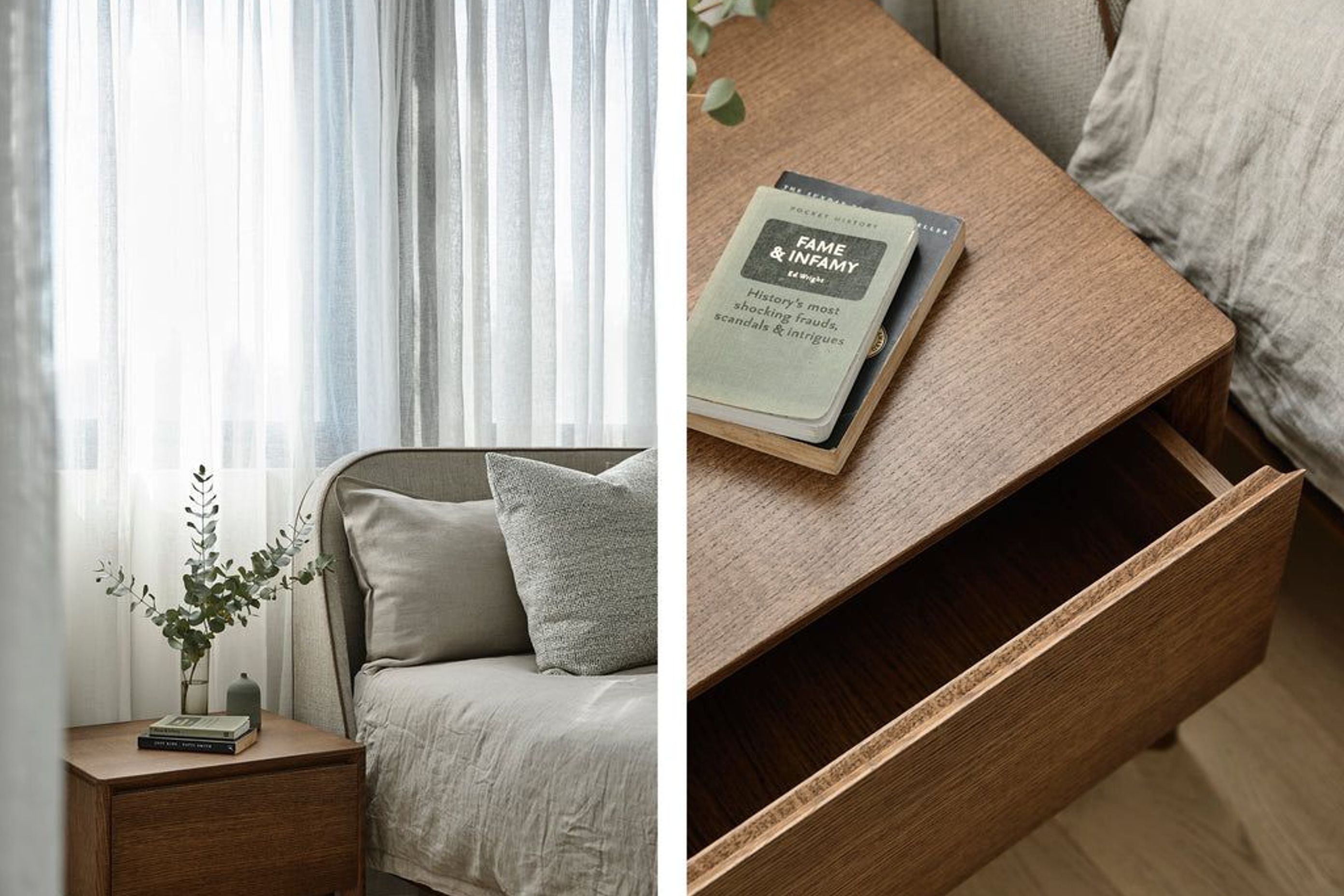 Otway Night table finished in light walnut stain