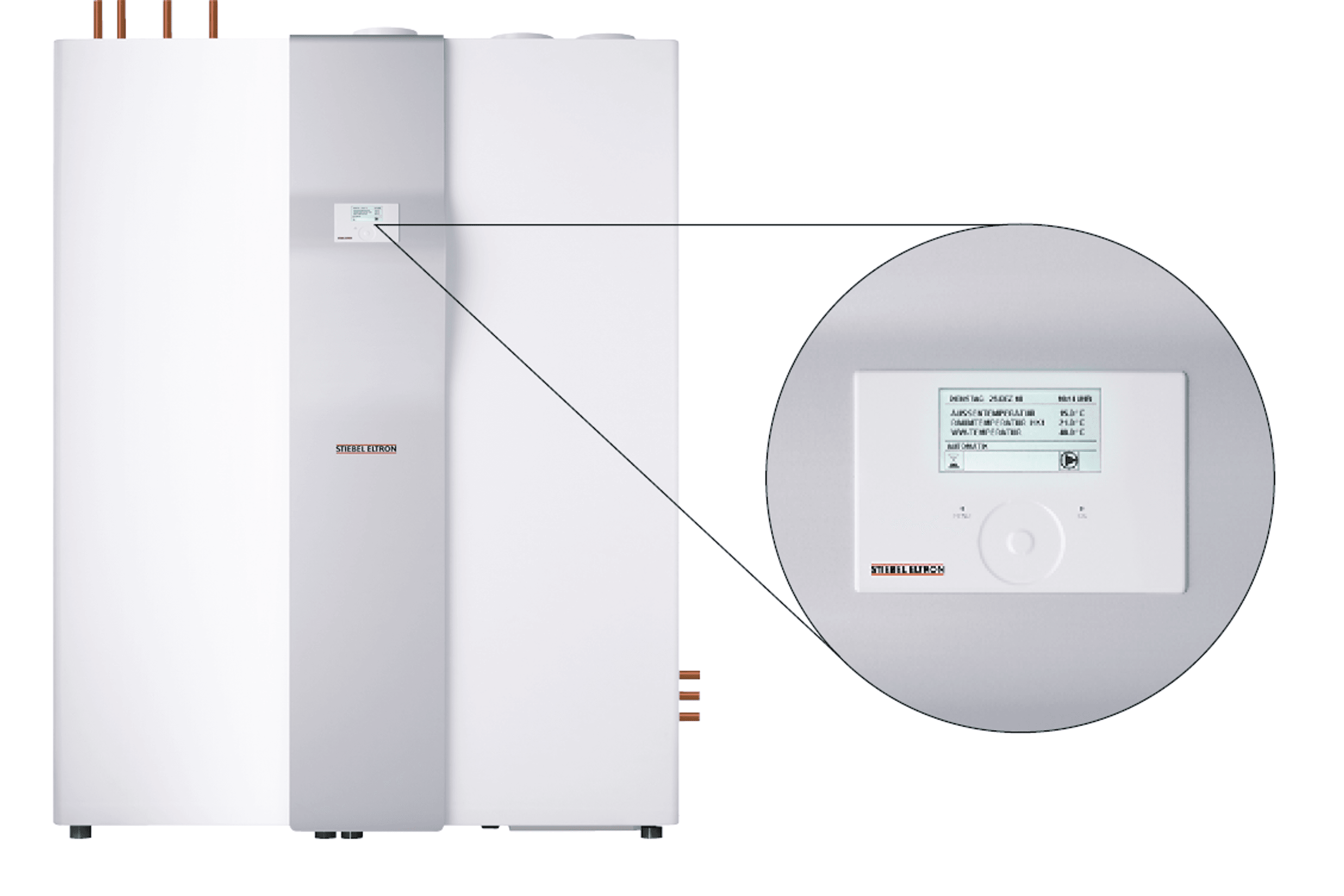 The Stiebel Eltron LWZ 8CS featurs a matrix display with touch wheel for intuitive operation.