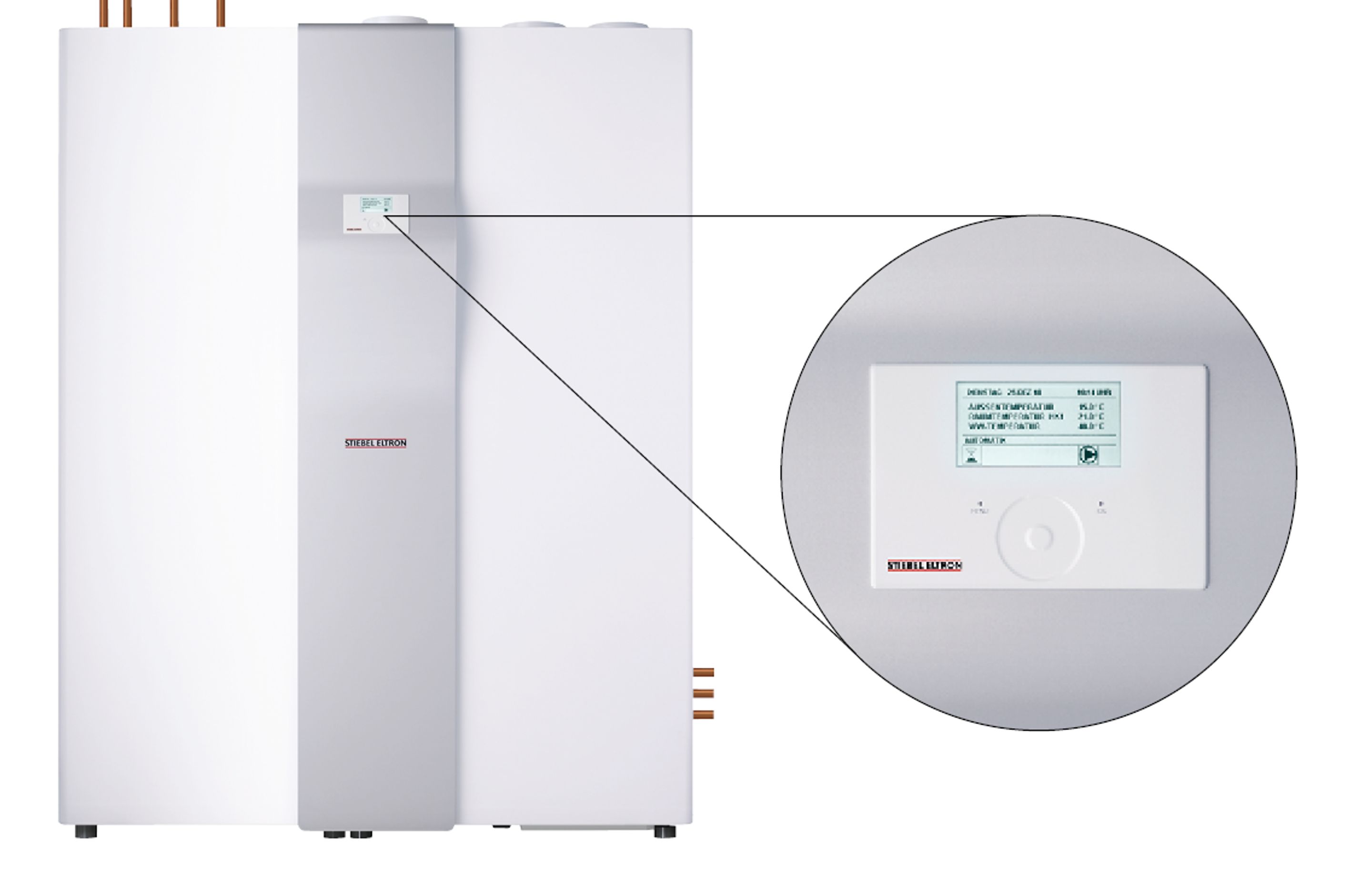 The Stiebel Eltron LWZ 8CS featurs a matrix display with touch wheel for intuitive operation.