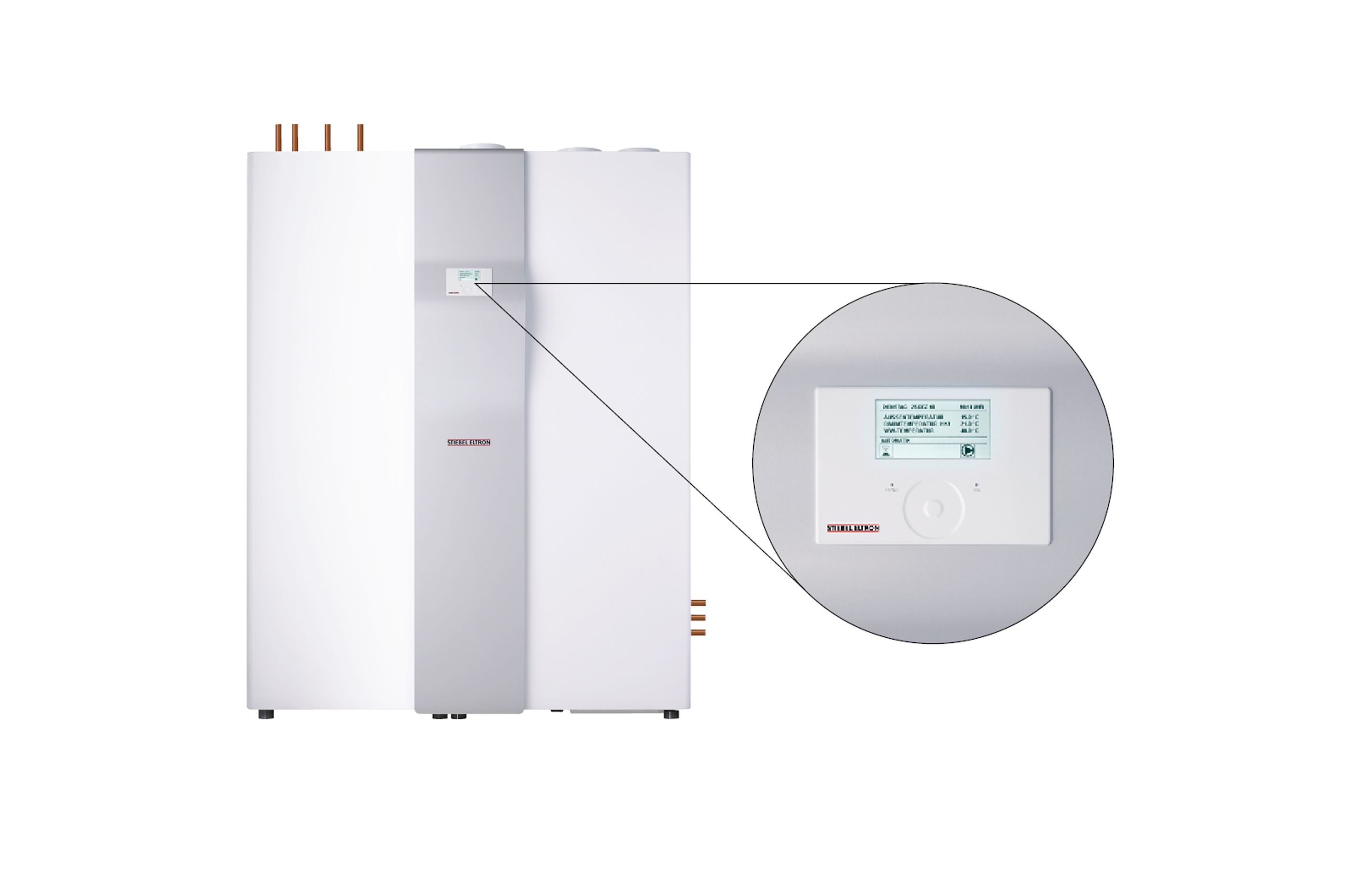 The Stiebel Eltron LWZ 8CS featurs a matrix display with touch wheel for intuitive operation.