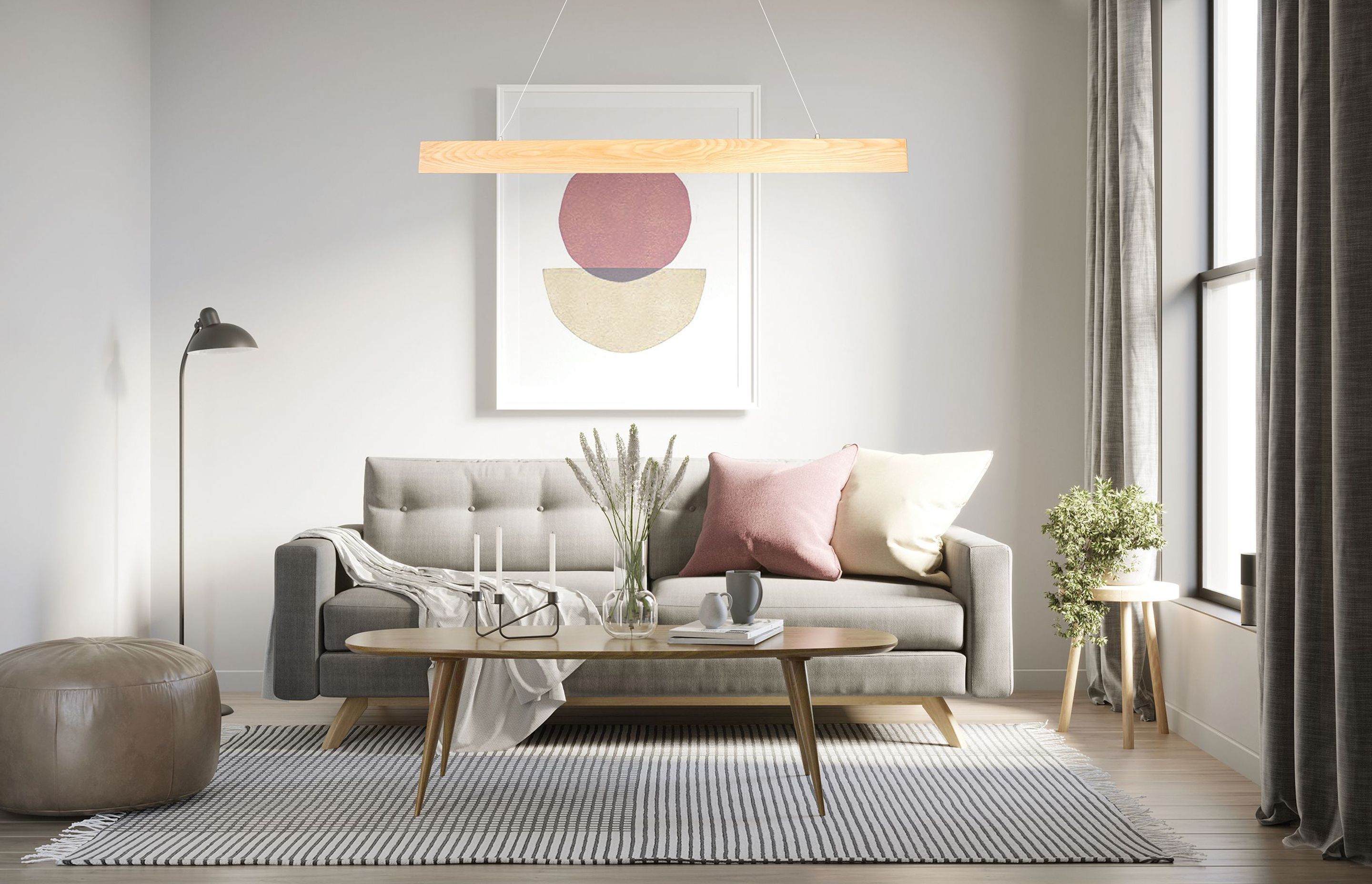 Updated for the 2021 Collection is Spend, the popular linear pendant now comes in a striking plywood timber finish.