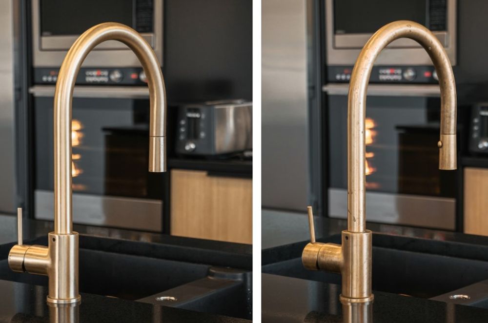 Left: Organic finish when new, Right: Organic finish over time