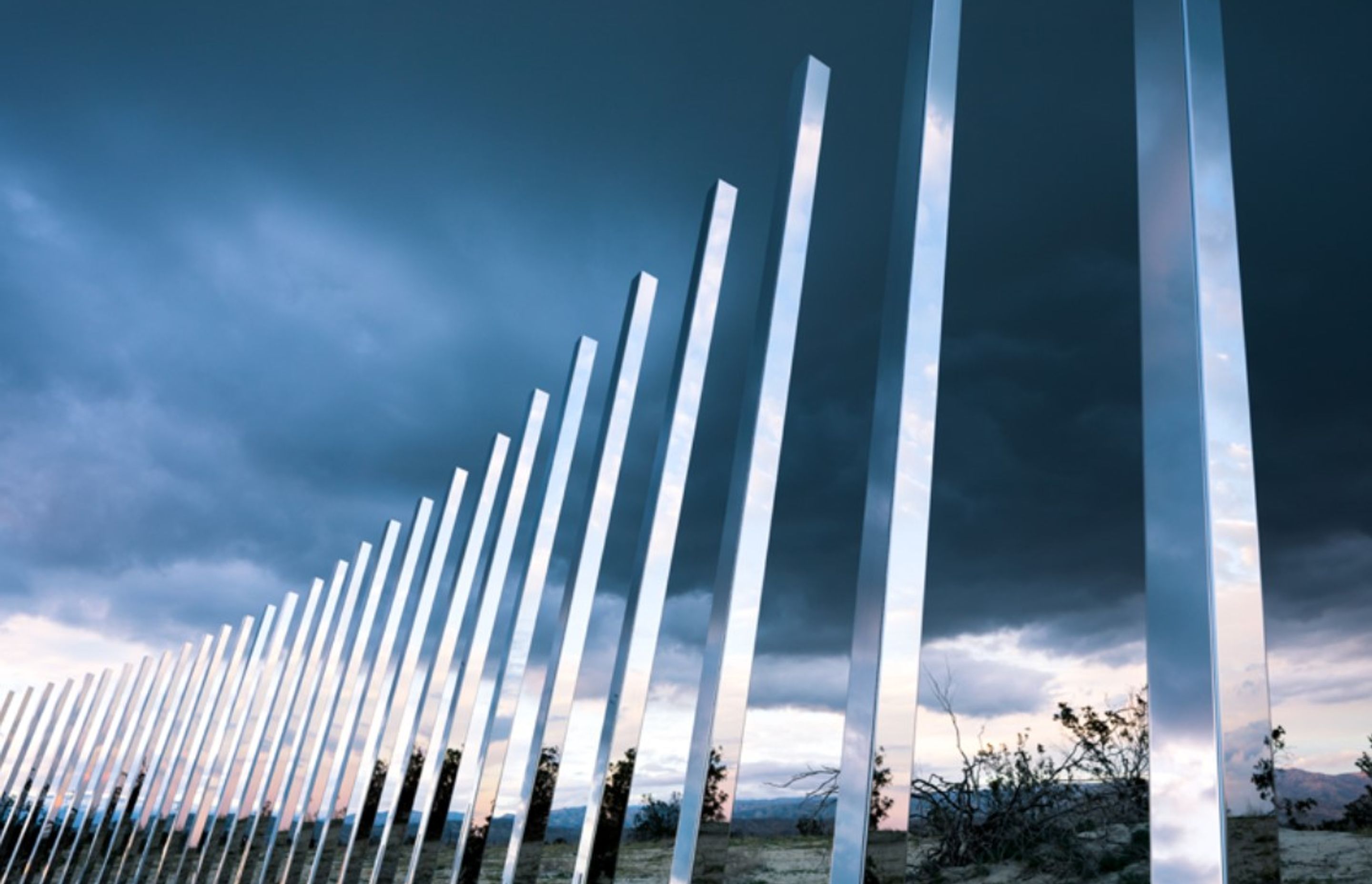 Above and below: Phillip K Smith III’s Circle of Land and Sky for California’s Desert X biennial