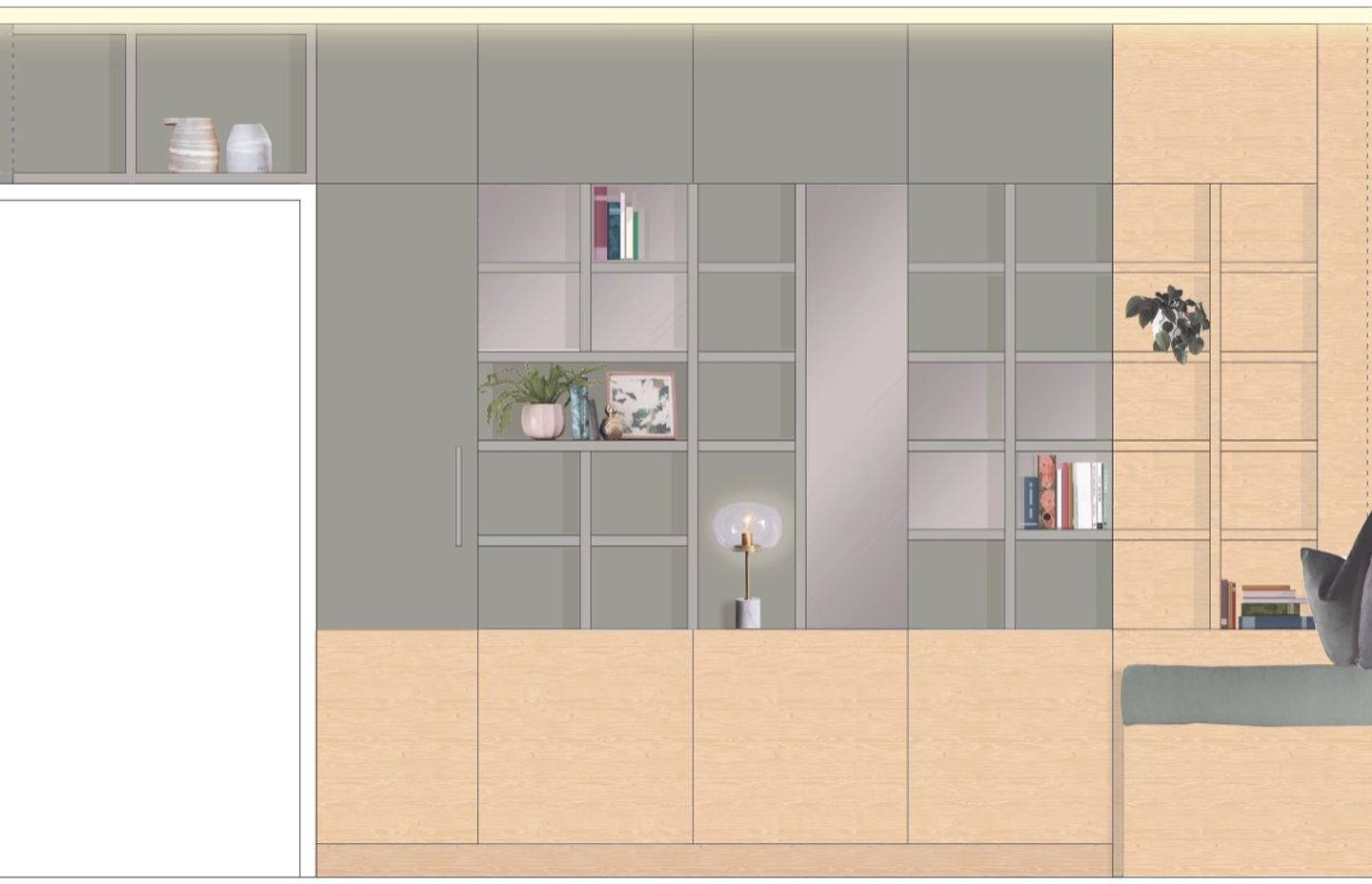 Concept elevation for guest room/study joinery