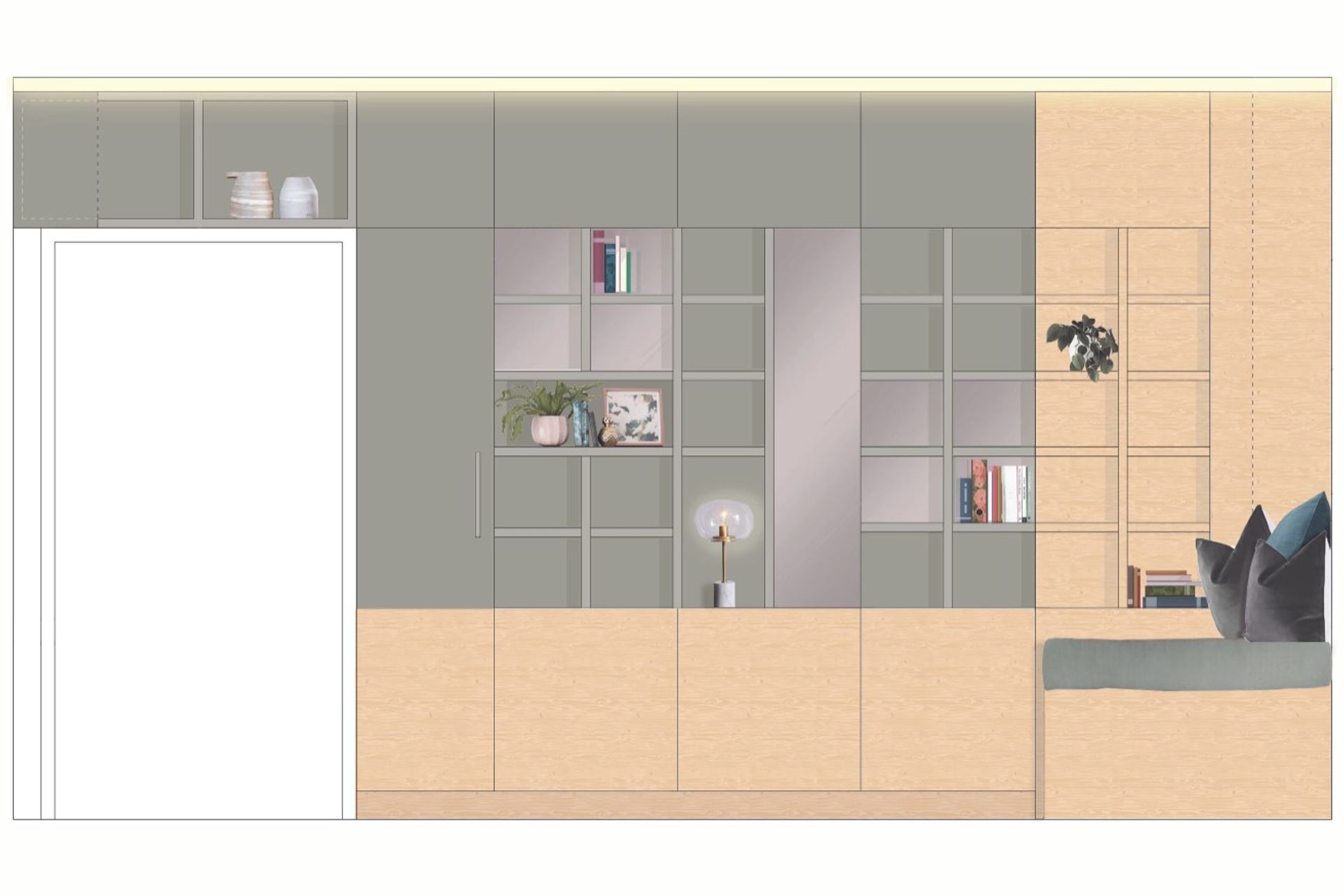 Concept elevation for guest room/study joinery