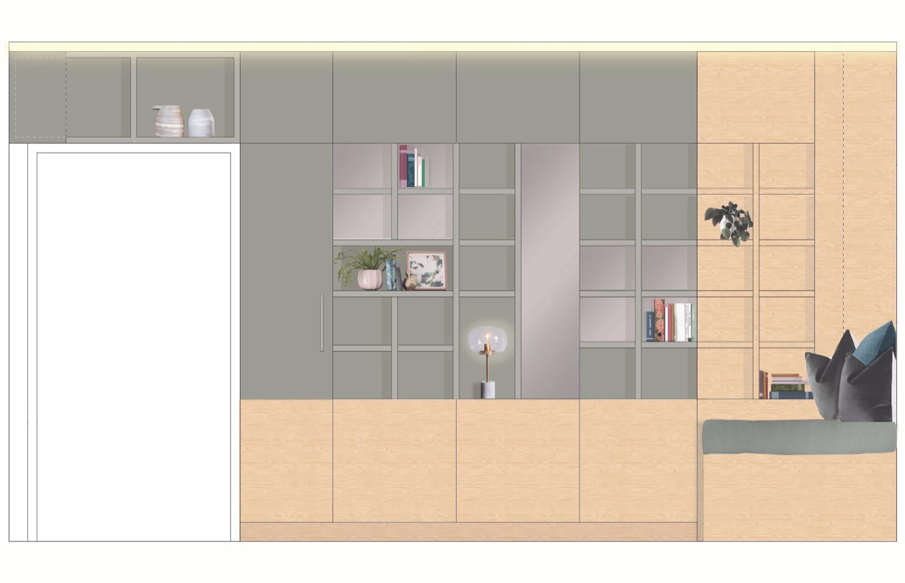 Concept elevation for guest room/study joinery