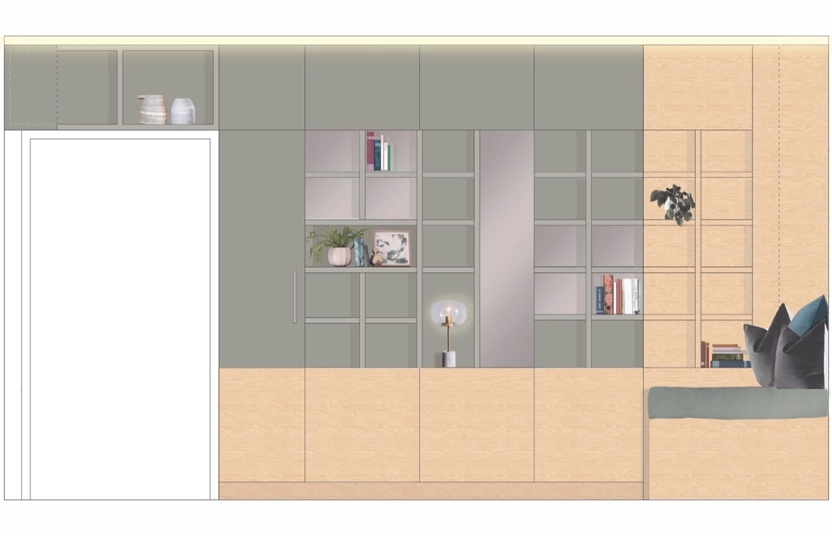 Concept elevation for guest room/study joinery