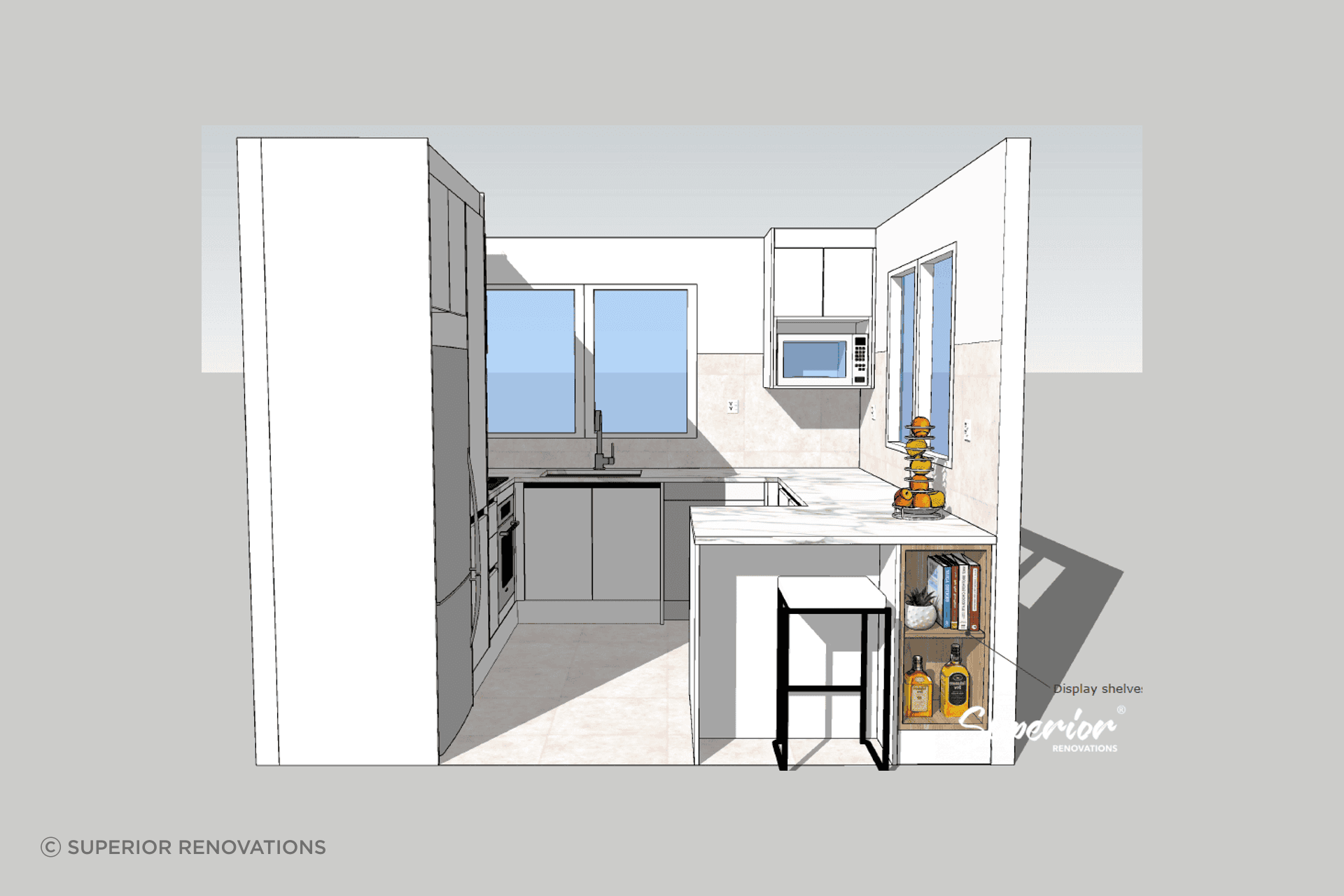 3D design showcasing another kitchen aesthetic