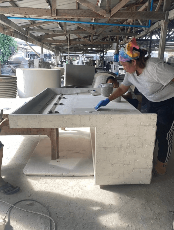 Behind the Scenes: Custom Weathered Zinc Three Spout Fountain