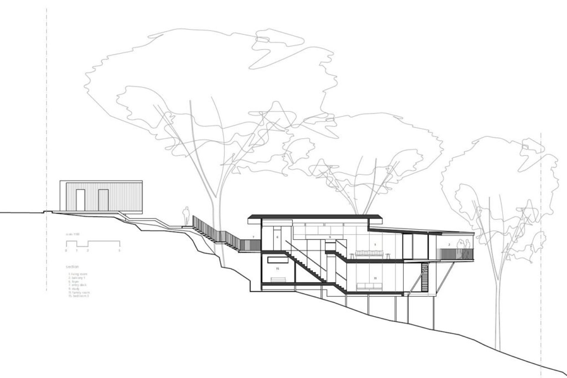 Section through house and garage
