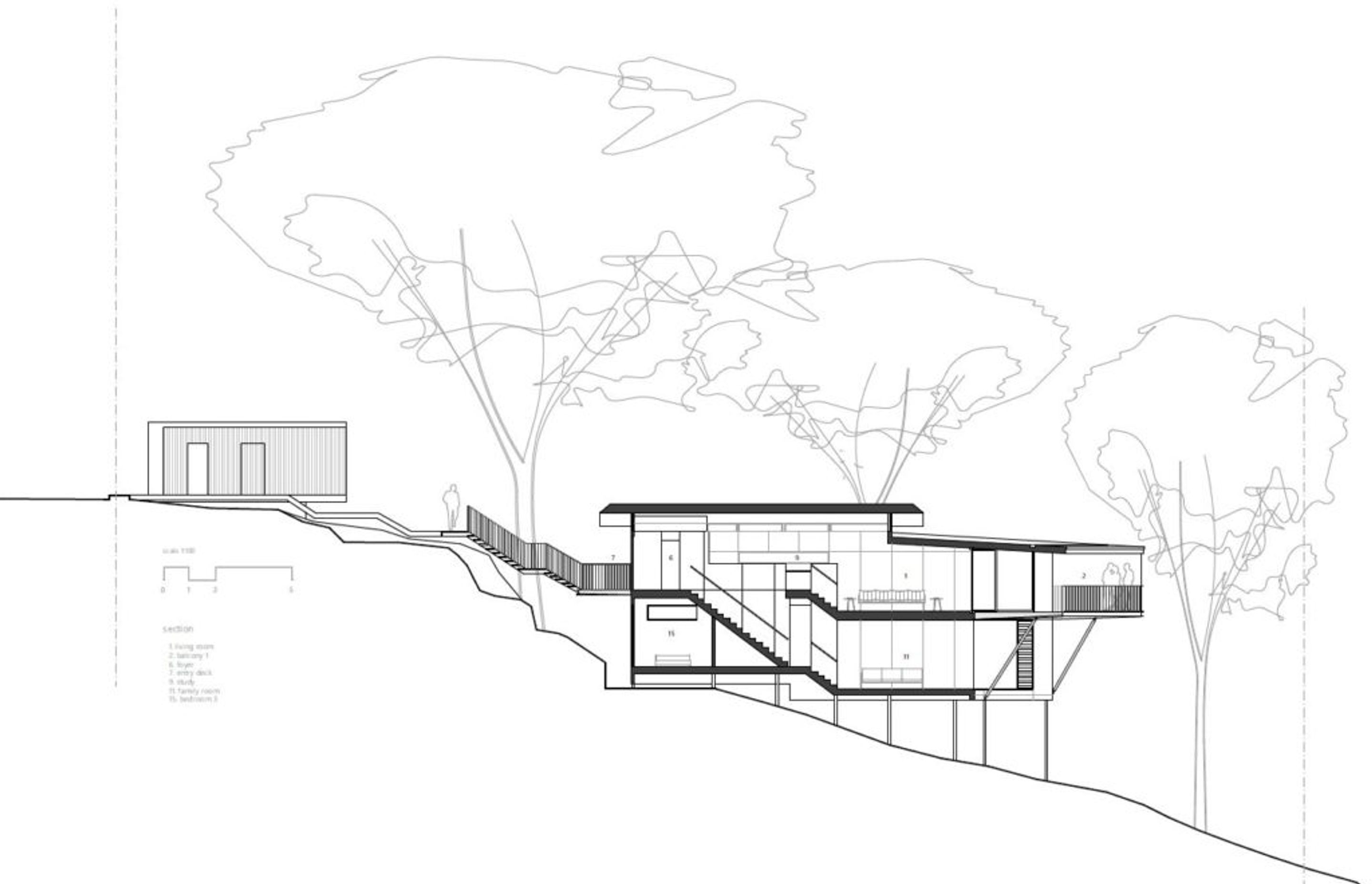 Section through house and garage