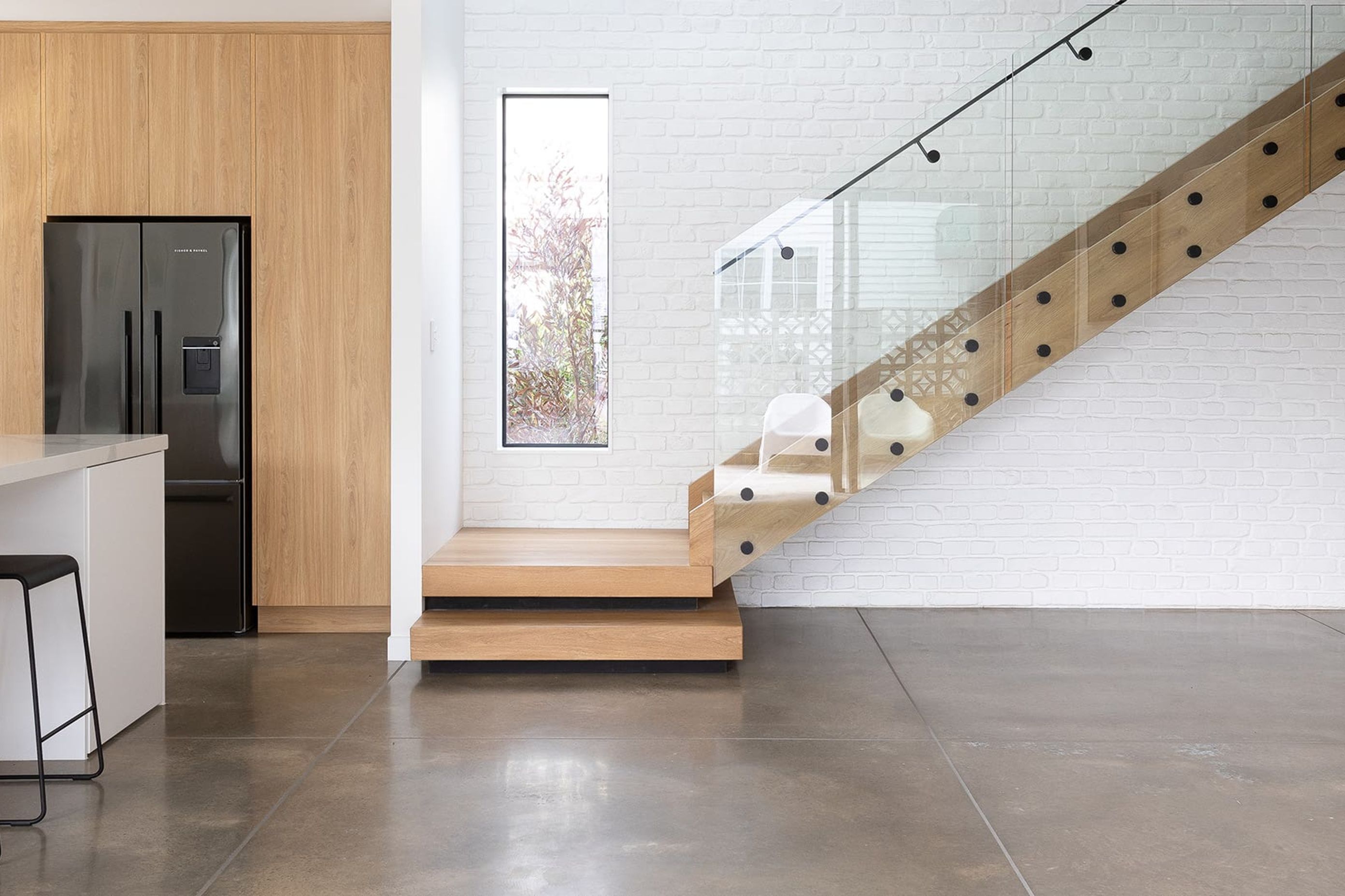 Muros Loft Brick painted in Resene Alabaster. Build by Trueline Construction