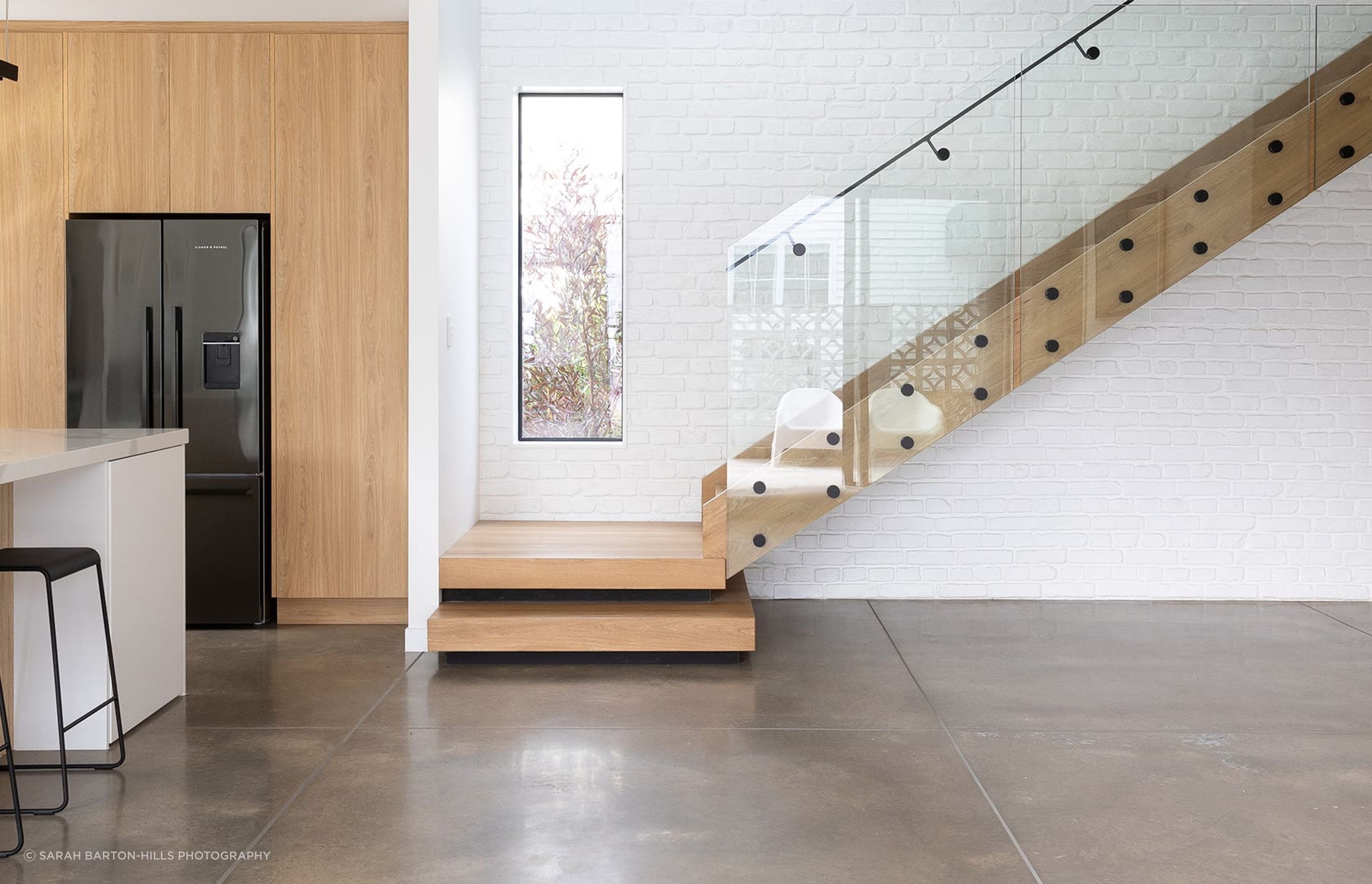 Muros Loft Brick painted in Resene Alabaster. Build by Trueline Construction