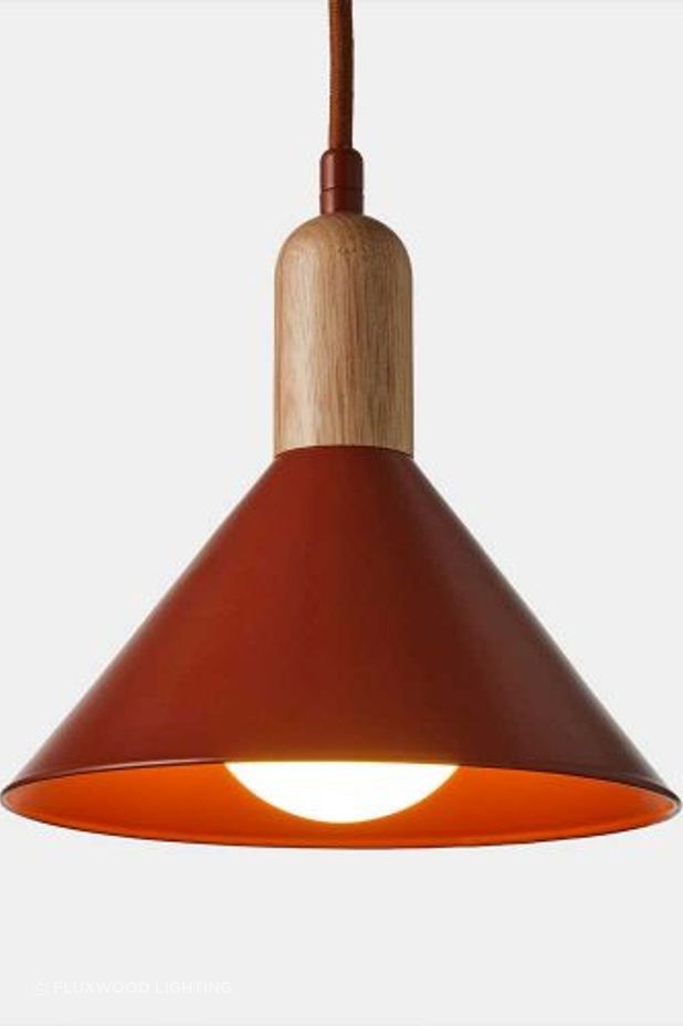  Sibling Pendant, Fluxwood Lighting (Shade Powdercoated in Dulux Territory Red Matt)