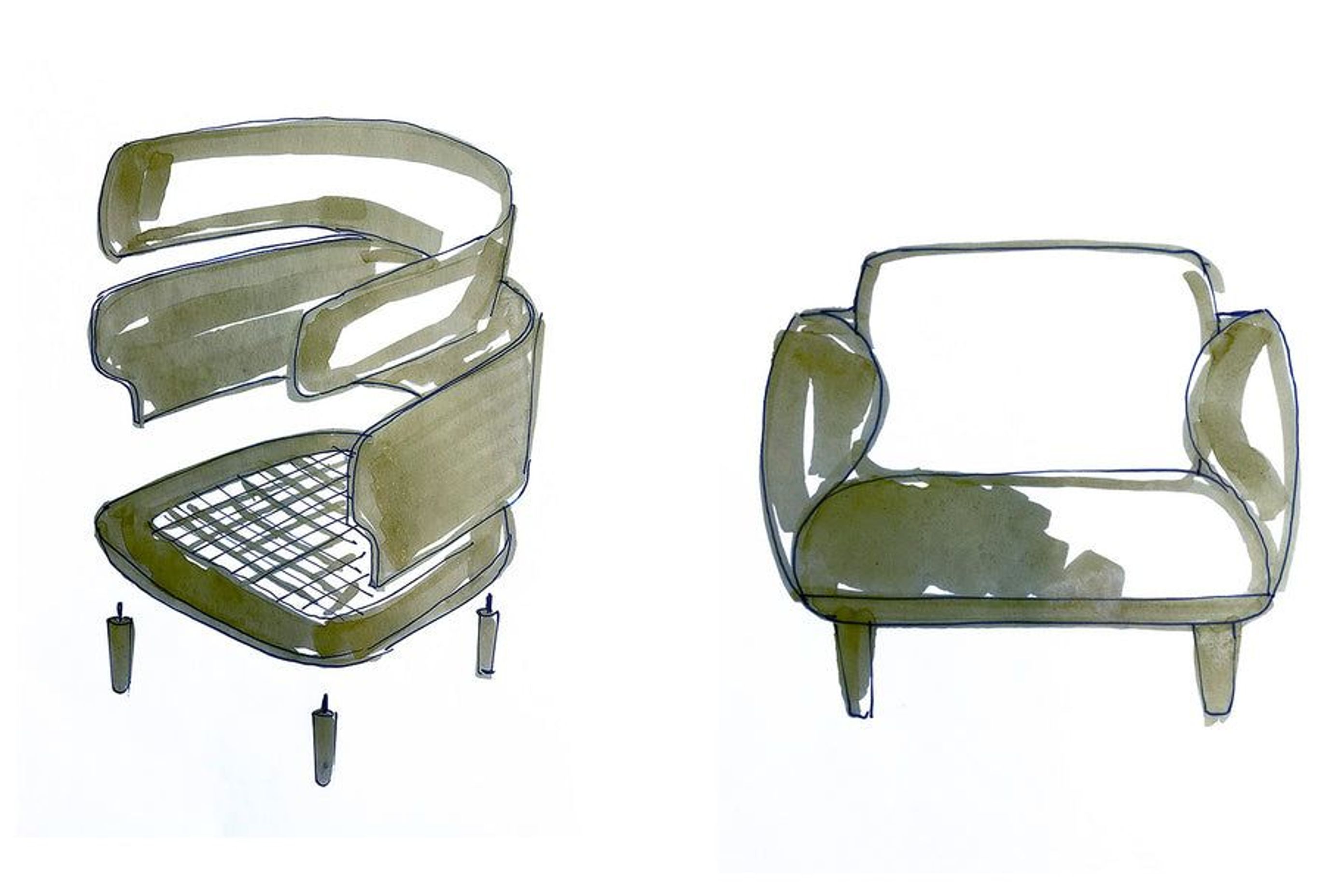 Justin Hutchinson's sketch of the Johanna Occasional Chair for Kett.