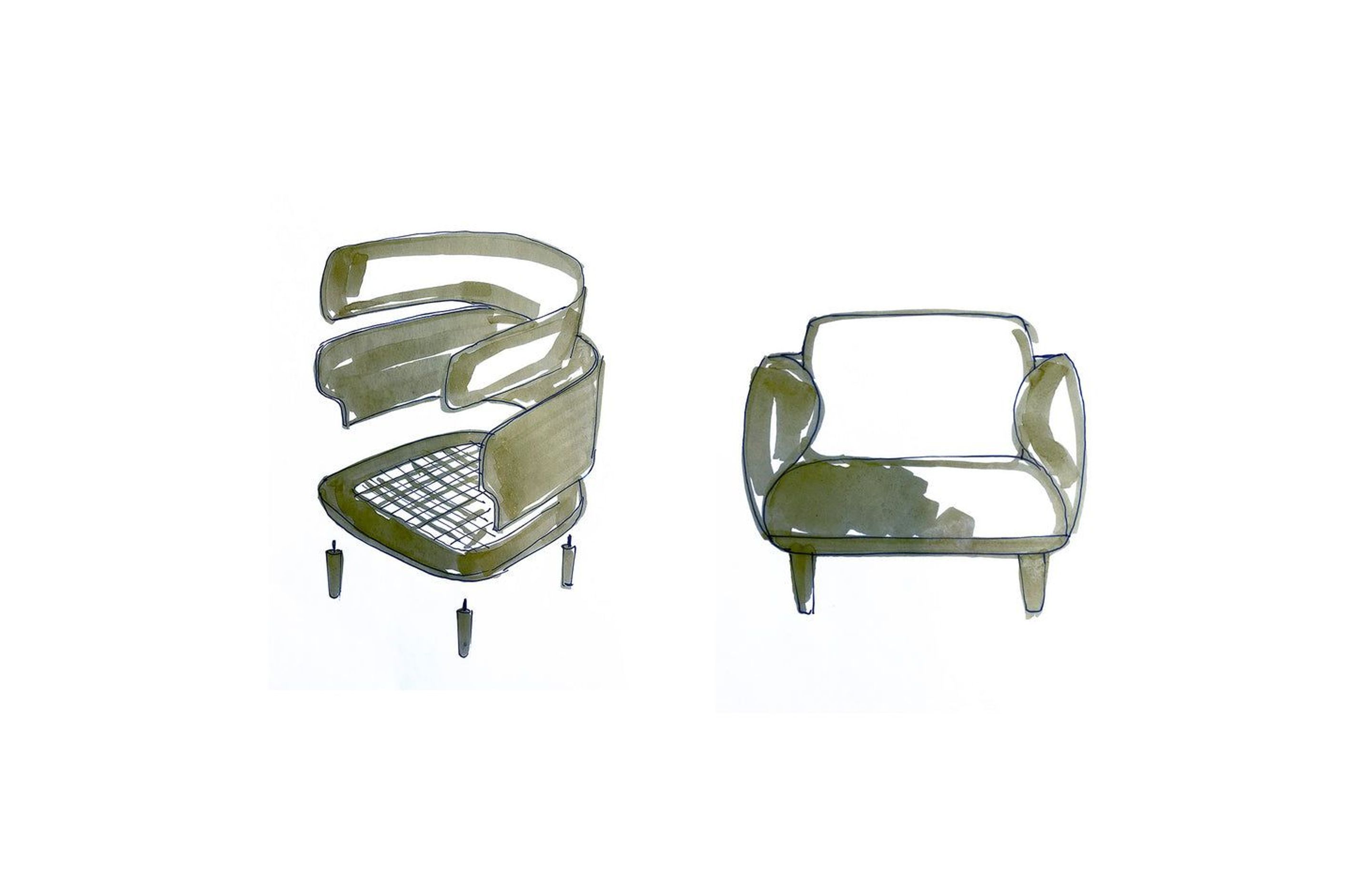 Justin Hutchinson's sketch of the Johanna Occasional Chair for Kett.