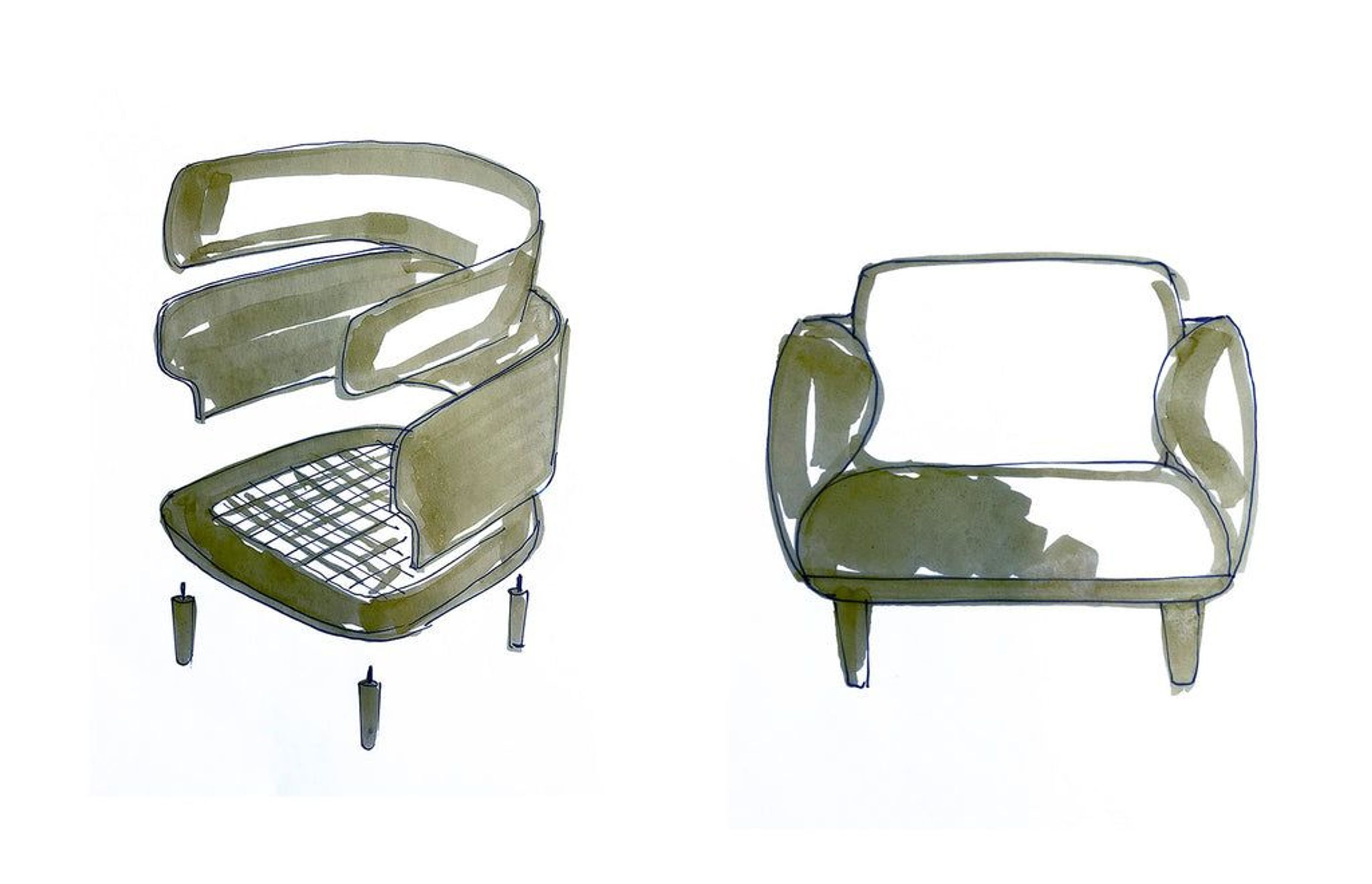 Justin Hutchinson's sketch of the Johanna Occasional Chair for Kett.