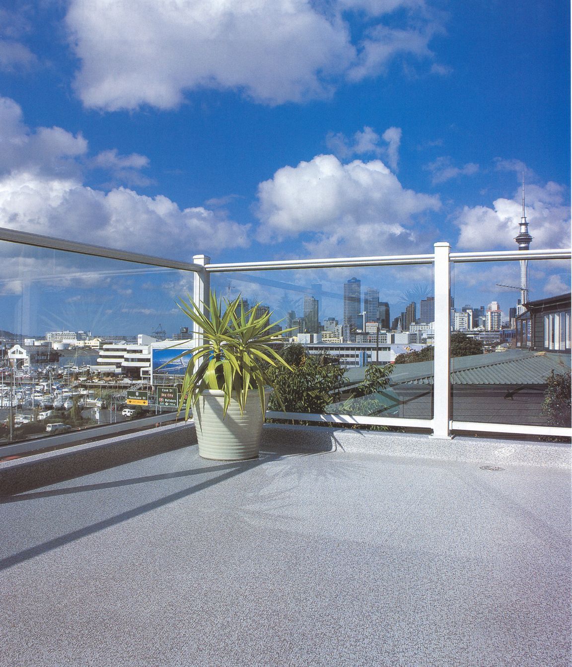 Dec-K-ing’s waterproof sheet vinyl is firstly adhered onto a substrate before its laps and flashings are heat welded to create a waterproof surface.