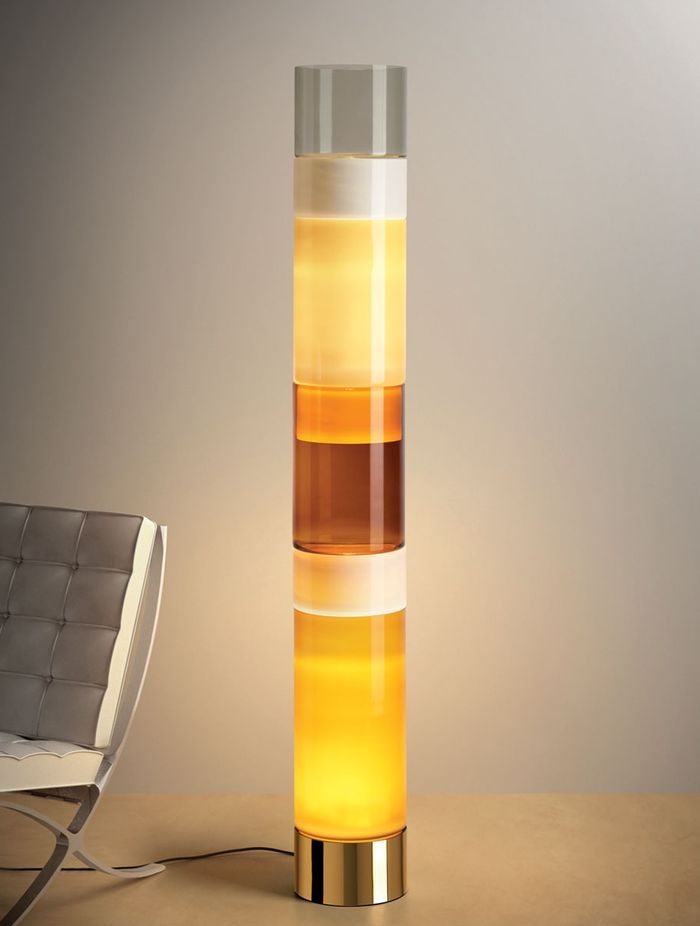 The Stacking Floor Lamp by Leucos featuring handblown glass cylinders is a great accent and decorative option.