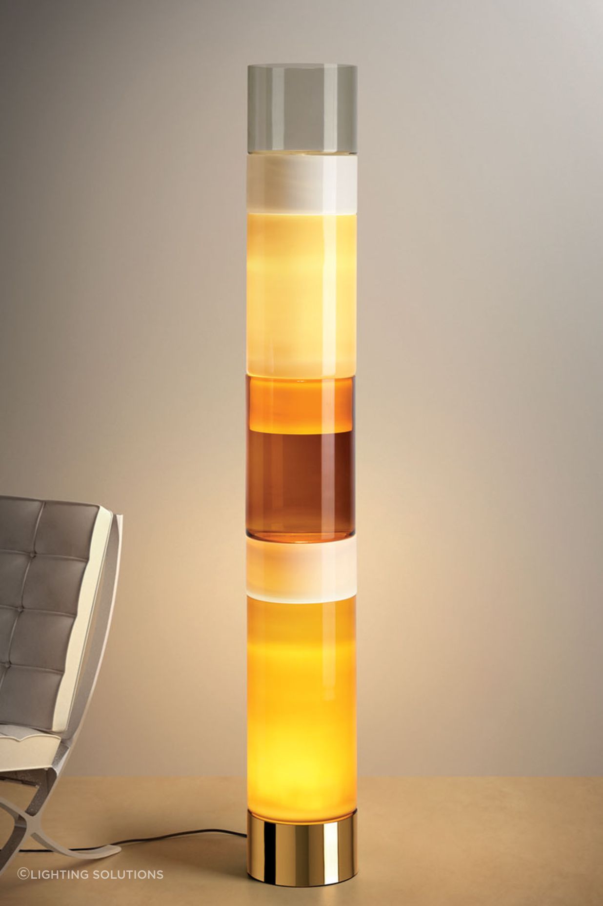 The Stacking Floor Lamp by Leucos featuring handblown glass cylinders is a great accent and decorative option.