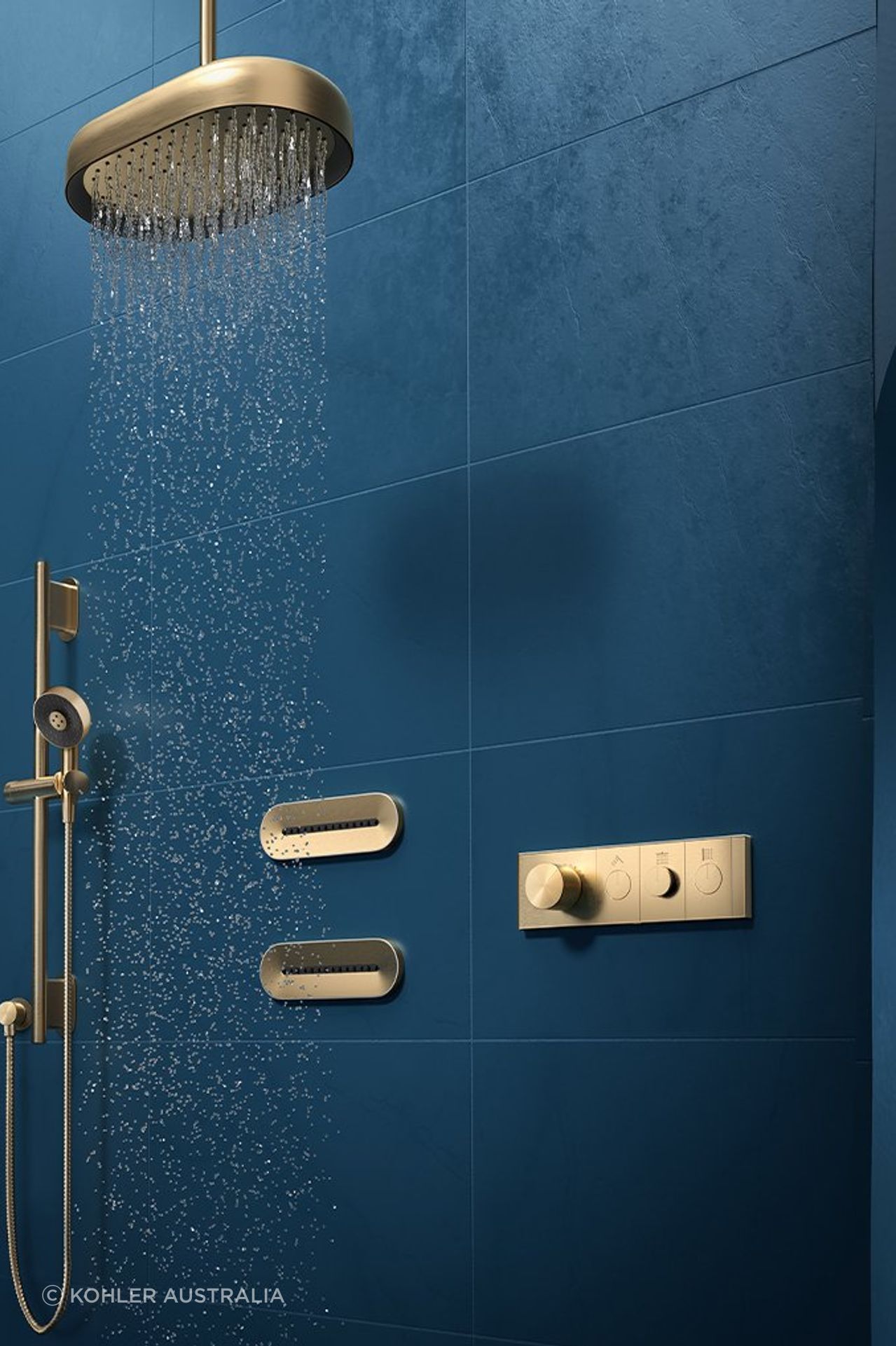 A high pressure shower head offers an enhanced showering experience. Featured product: Statement &amp; Anthem Showering Collections