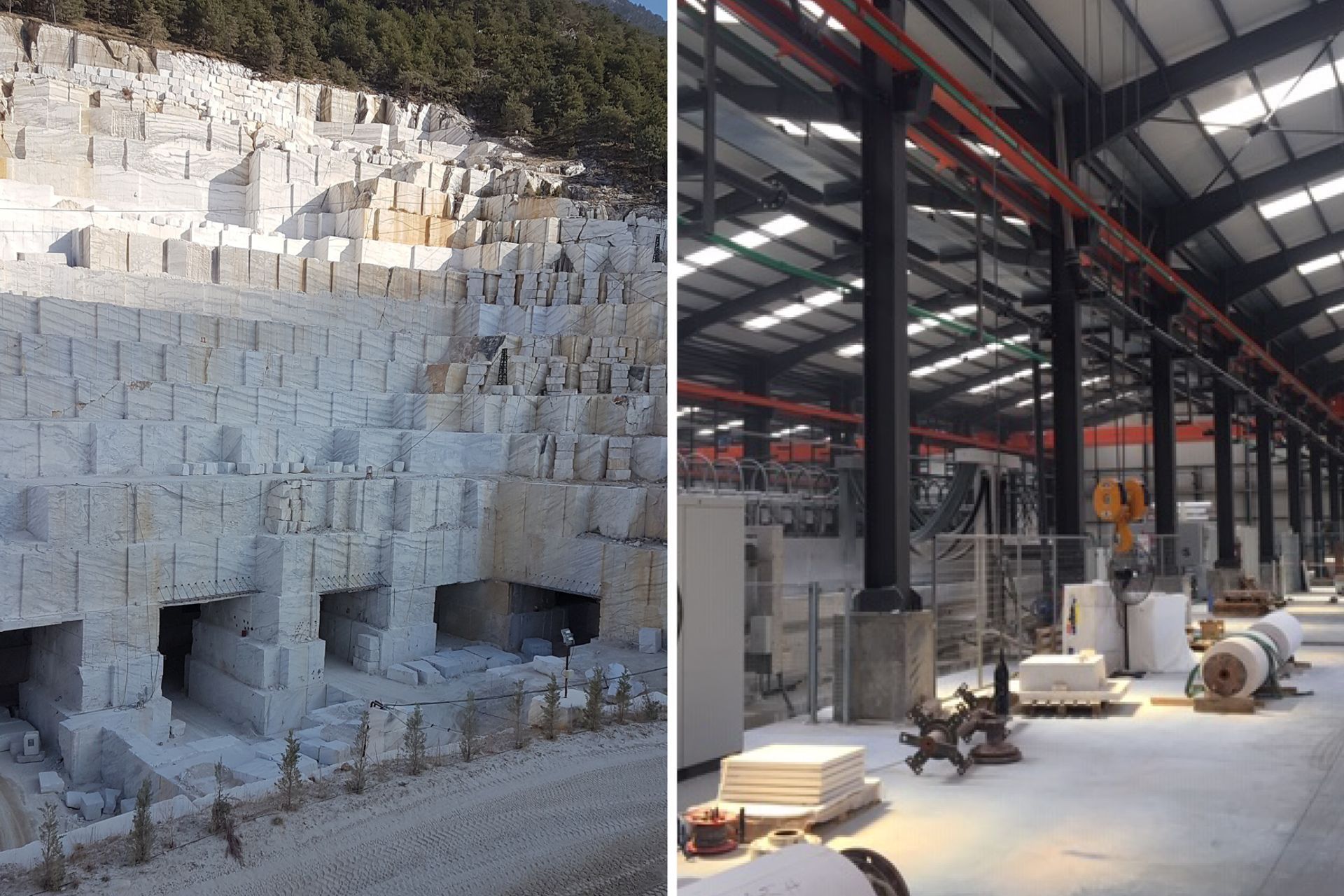 From a quarry in Greece, the equivalent of 8000m2 of volakas marble was shipped to a local factory where it was turned into tiles to be used as flooring in Westfield Newmarket.