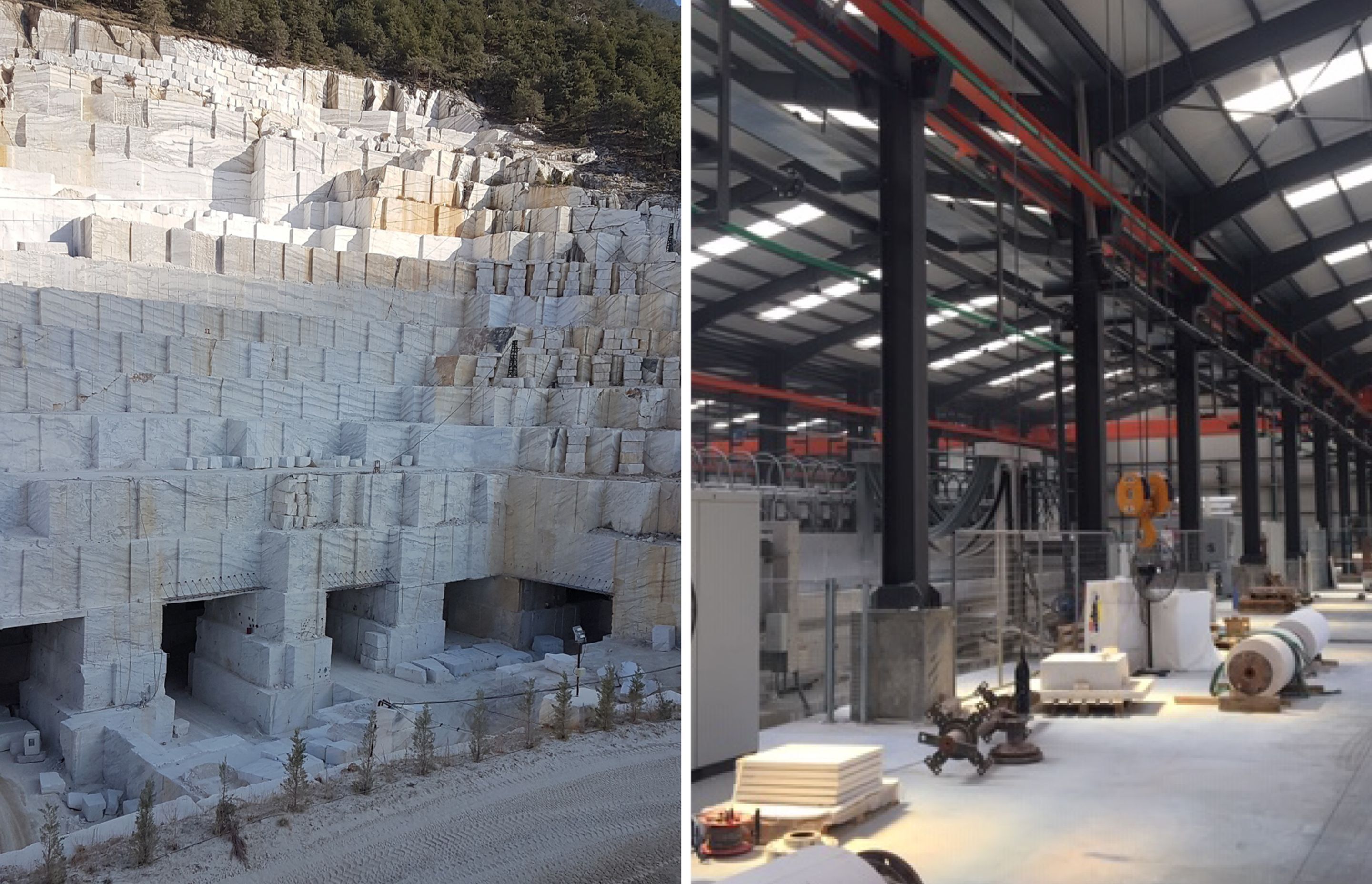 From a quarry in Greece, the equivalent of 8000m2 of volakas marble was shipped to a local factory where it was turned into tiles to be used as flooring in Westfield Newmarket.