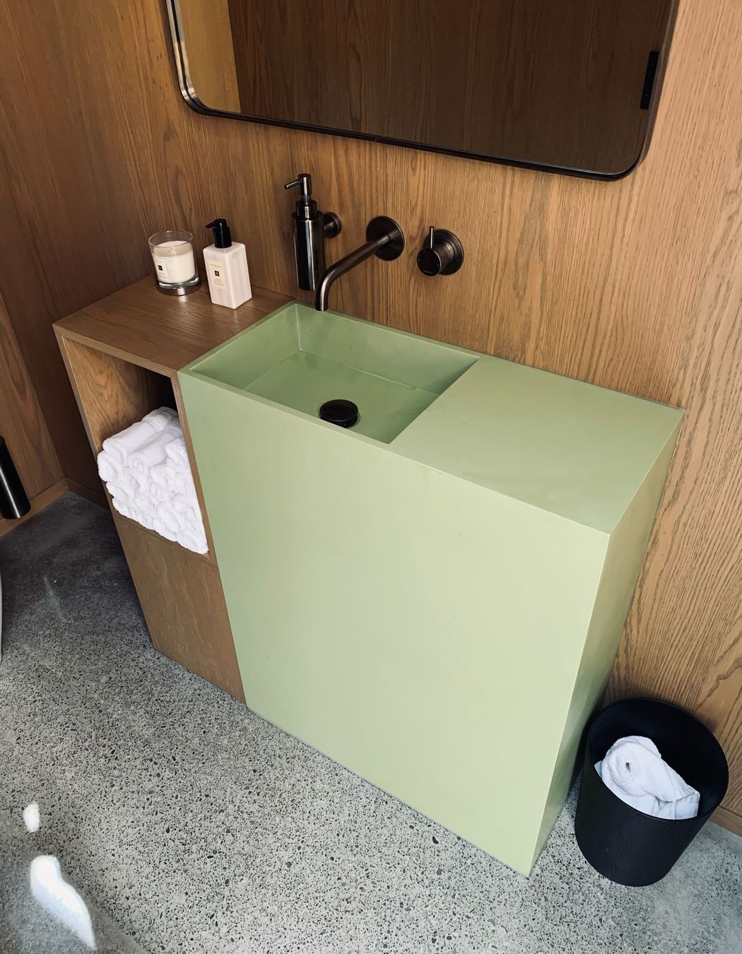 Earthy tones, like in the above freestanding basin, are becoming popular in New Zealand bathrooms.
