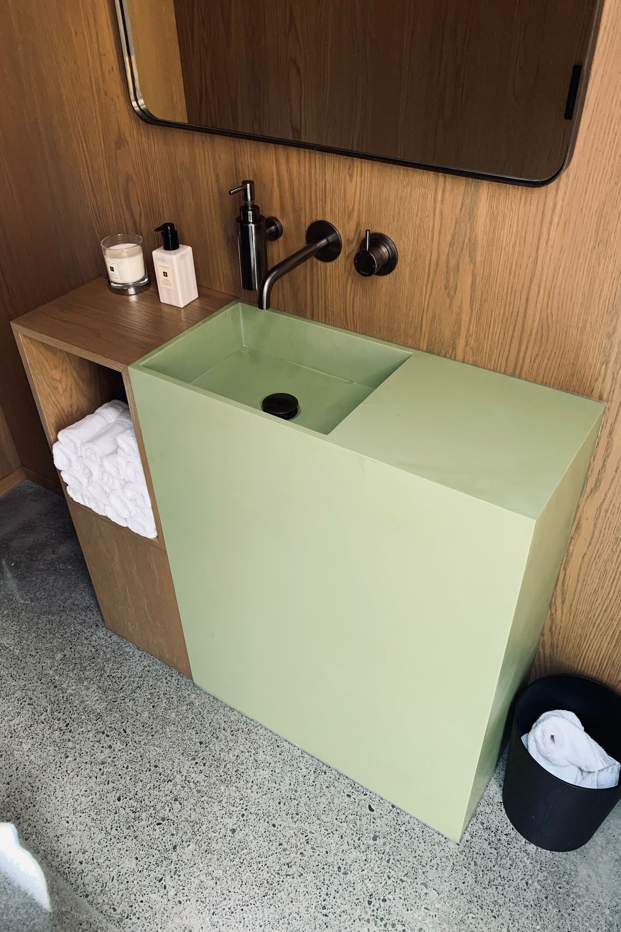 Earthy tones, like in the above freestanding basin, are becoming popular in New Zealand bathrooms.