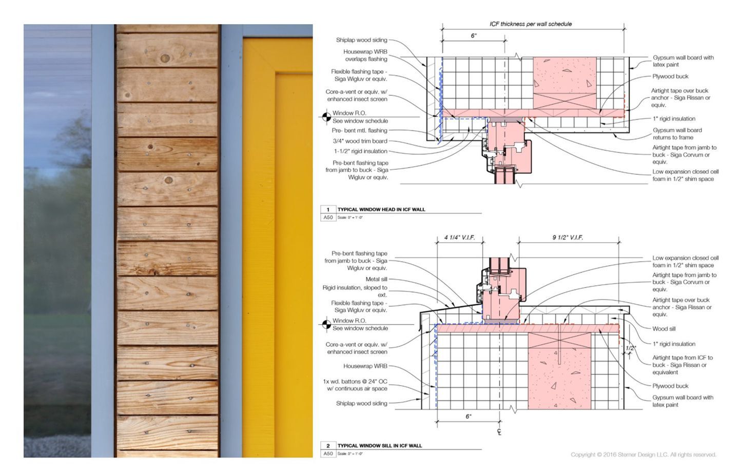 Detailed specification notes for the home’s window insulation. Modeled in SketchUp with comprehensive drawing sets created in LayOut. Images courtesy of Sterner Design.
