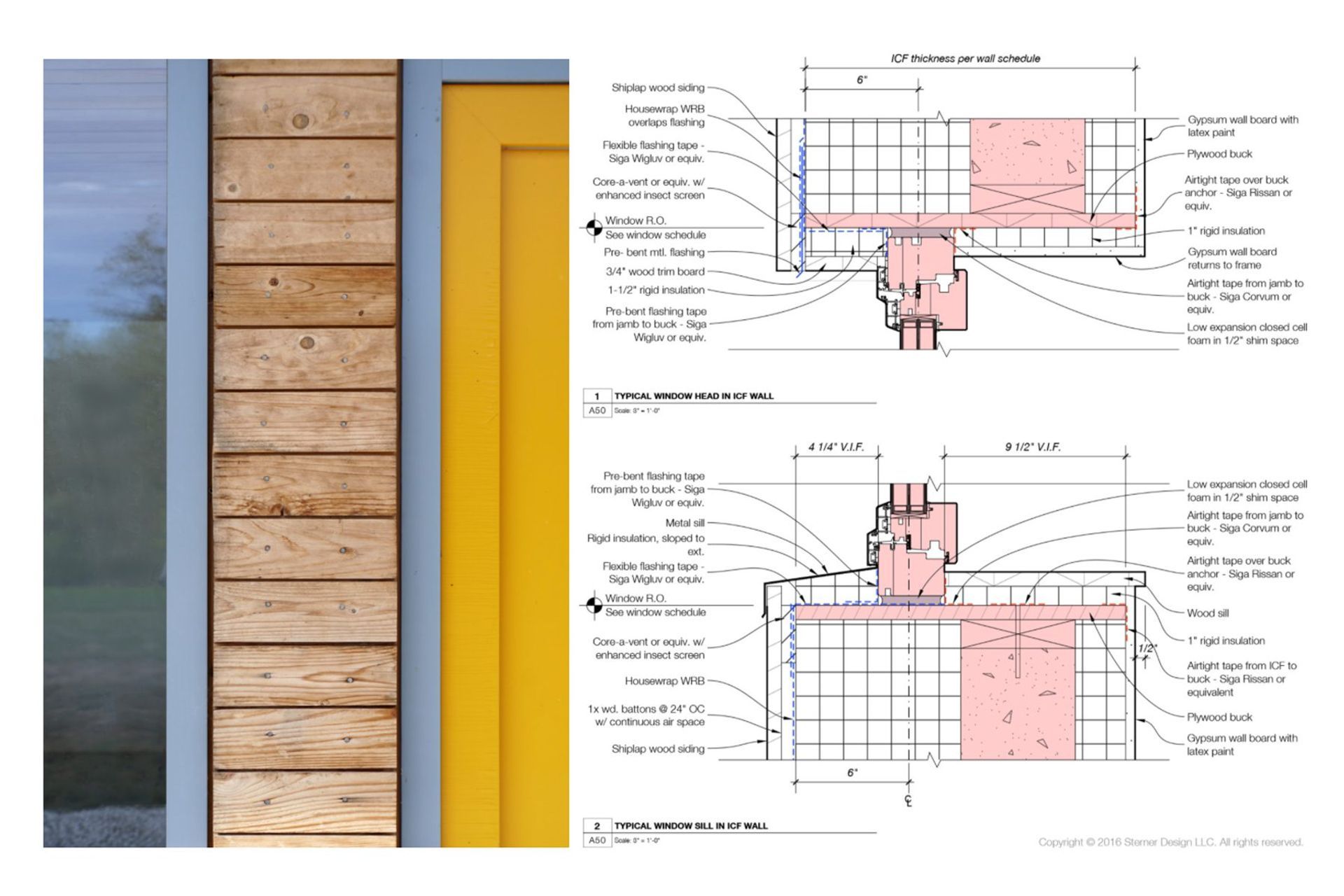 Detailed specification notes for the home’s window insulation. Modeled in SketchUp with comprehensive drawing sets created in LayOut. Images courtesy of Sterner Design.