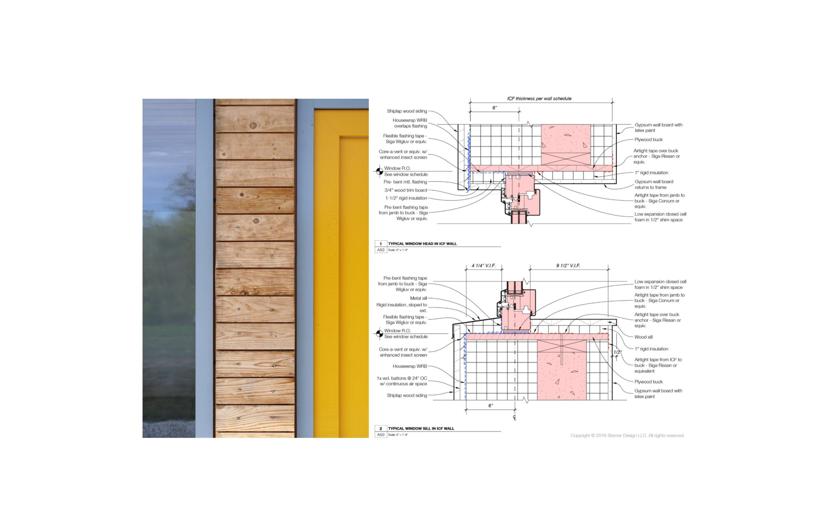 Detailed specification notes for the home’s window insulation. Modeled in SketchUp with comprehensive drawing sets created in LayOut. Images courtesy of Sterner Design.