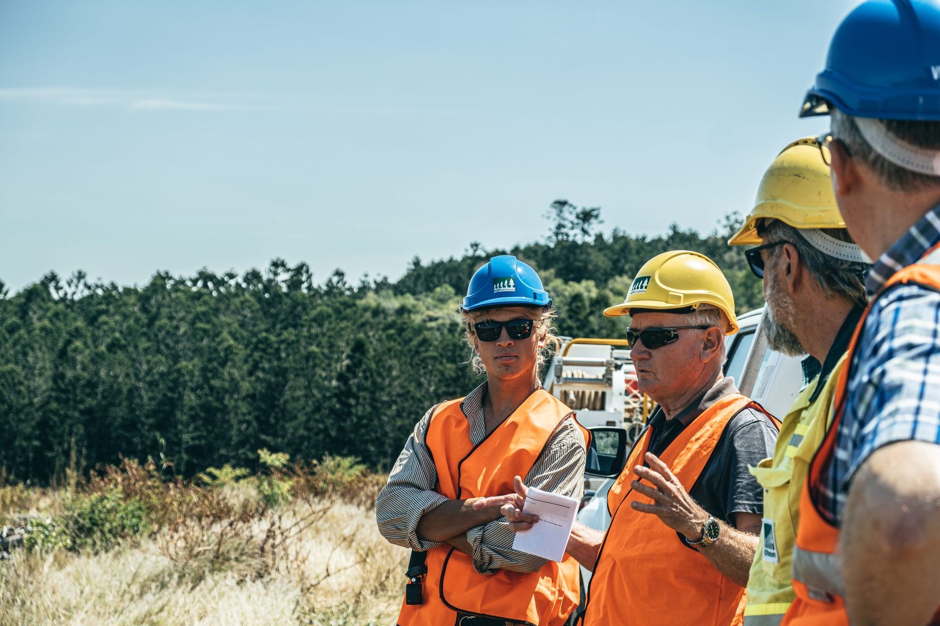 L-R: Tom Robinson, Jeff Ihle – District Manager Burnett and Downs HQPlantations, Shane Tetzlaff – Forester HQPlantations, Stuart Matthews – Joint Chief Executive Officer Austral Plywoods.