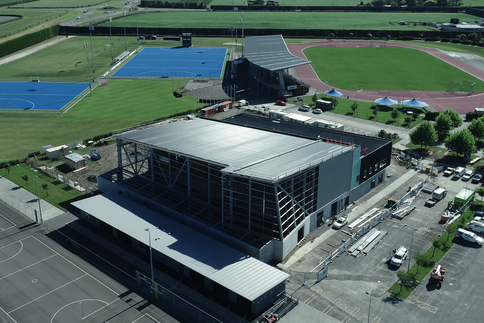 The Hawke's Bay Regional Sports Park with it's newly laid Tricore roof.