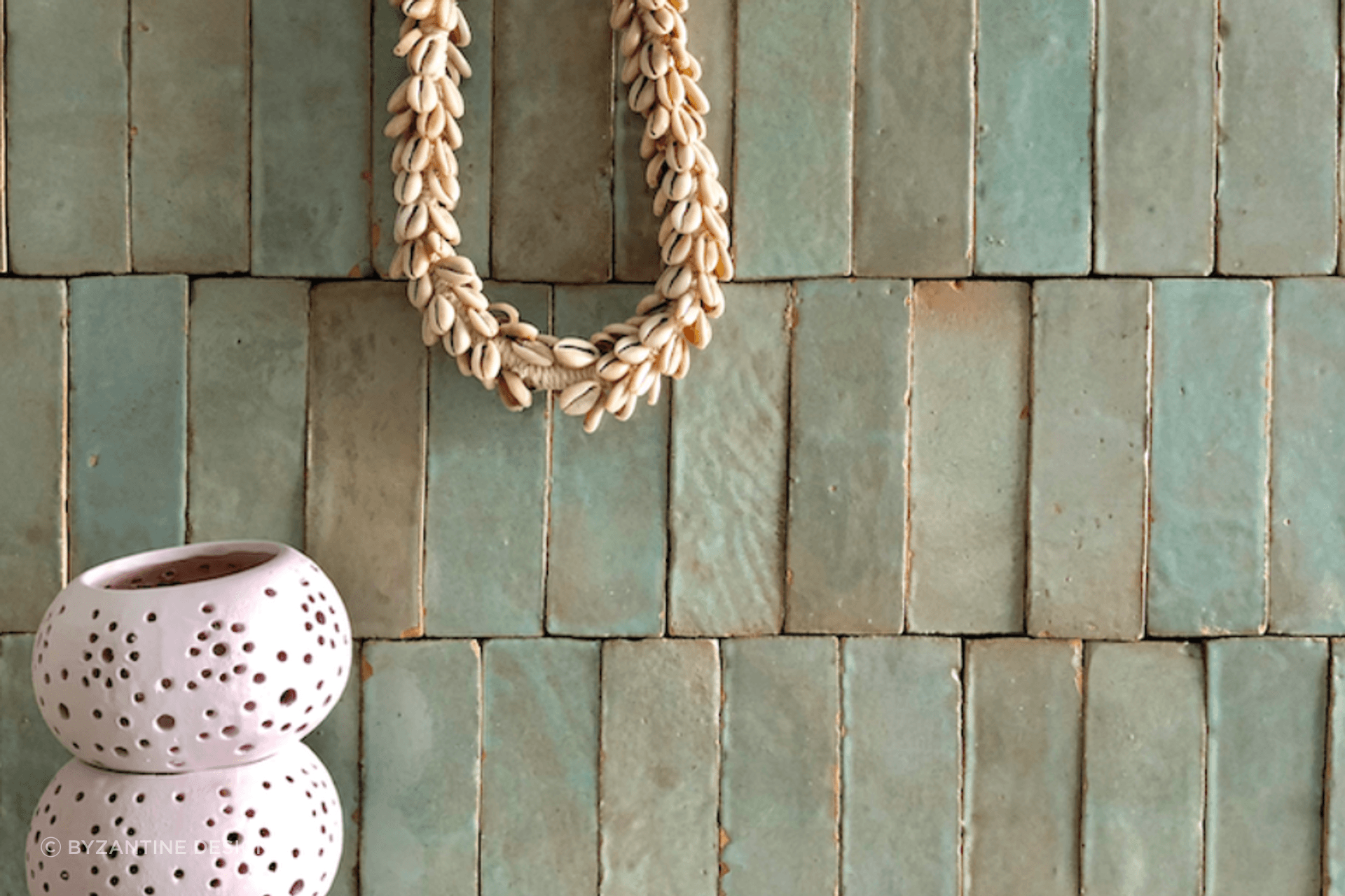 Tiles Featured: Byzantine Design's Bejmat collection in the colour 'Aquamarine'
