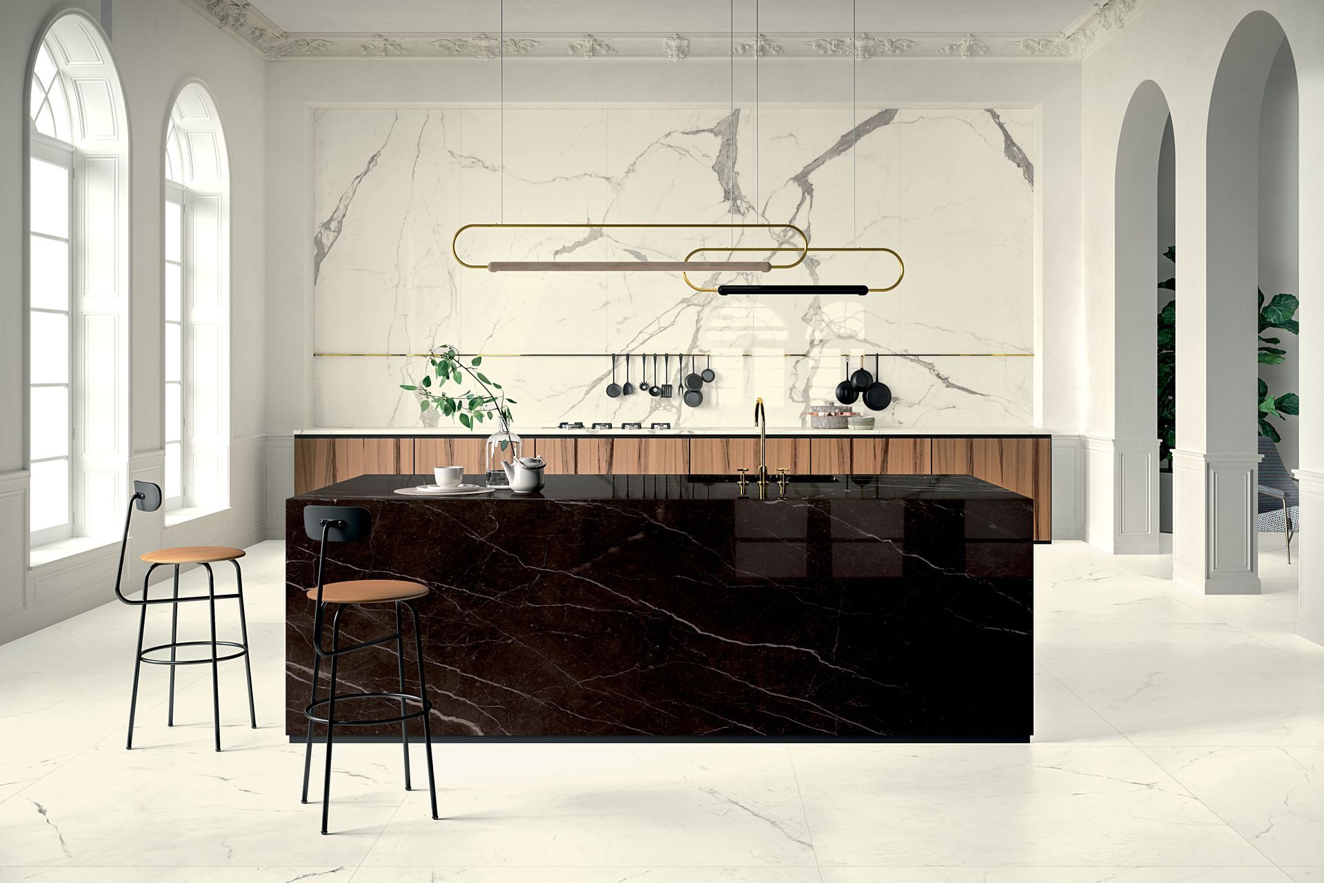 Transform your kitchen with marble-look porcelain stoneware tiles and combine the unparalleled aesthetics with the durability that only porcelain can offer.