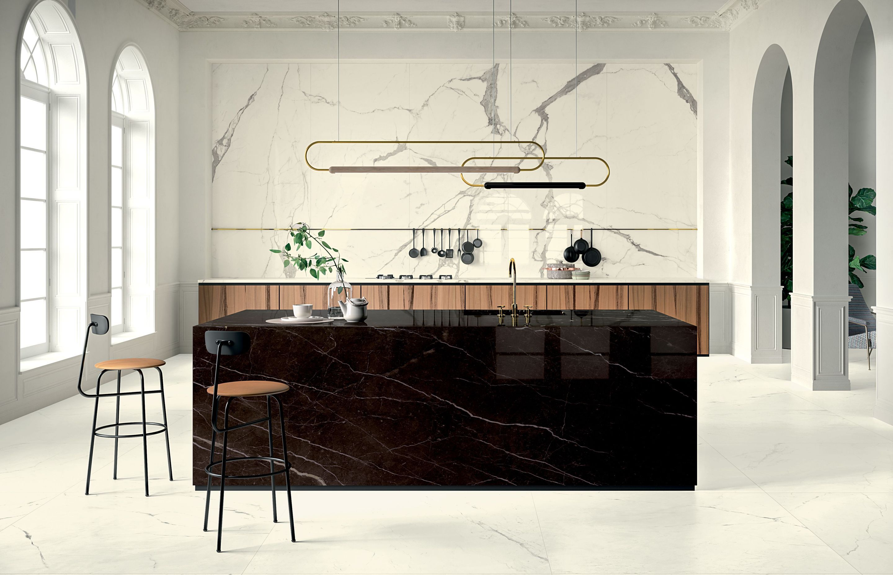 Transform your kitchen with marble-look porcelain stoneware tiles and combine the unparalleled aesthetics with the durability that only porcelain can offer.